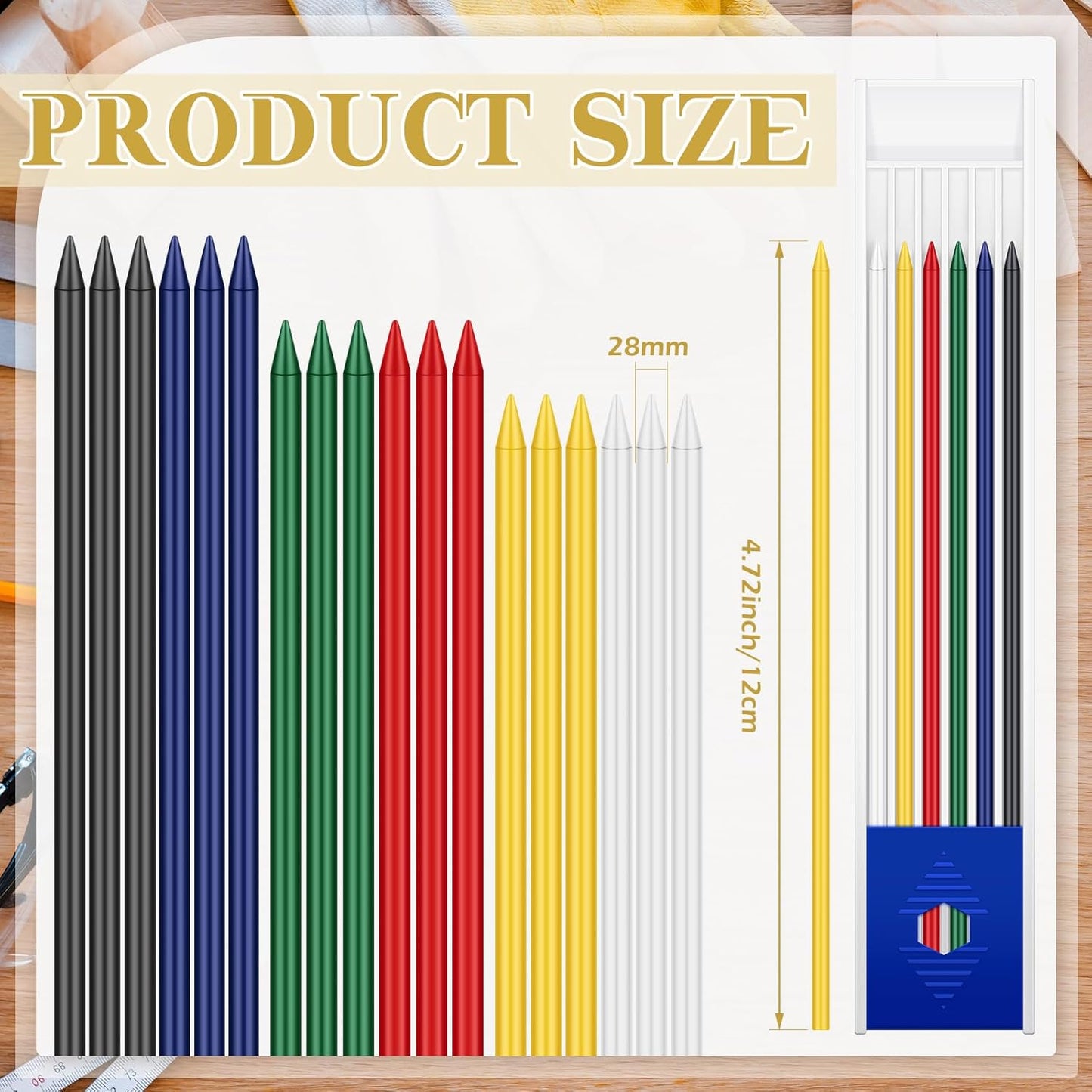Spakon 60 Pcs 2.8mm Lead Refill Carpenter Construction Pencils Marker Lead Refills Dry Mechanical Woodworking Pencil Tools for Writing Drawing Drafting (Multicolor)