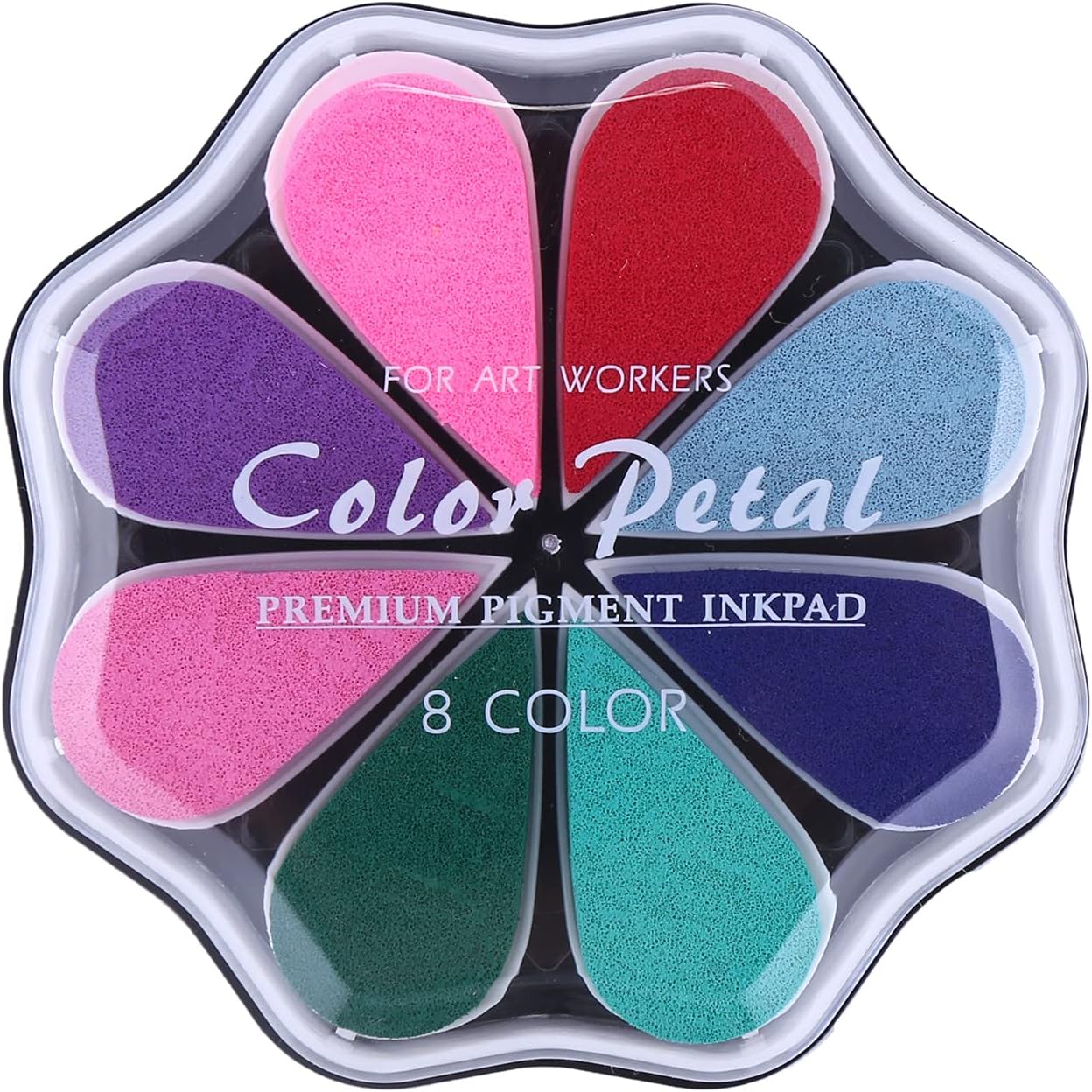 Petal Ink Pads for Rubber Stamps Waterdrop Shaped Stamp Pads with 8 Assorted Colors (Set 1003)