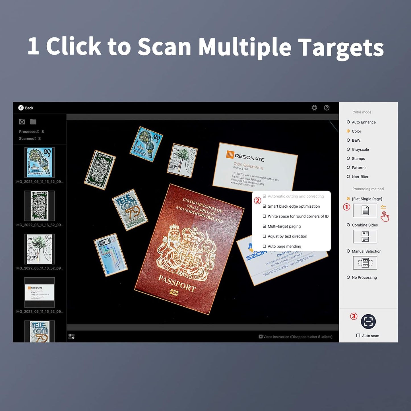 CZUR Portable 12MP Document Scanner, USB Document Camera, Fast Scan 1s/Page, Capture Size A4, OCR Function, Travel-Friendly Mobile Scanner for Mac & Windows, Lens1200 Pro (Not for Books)
