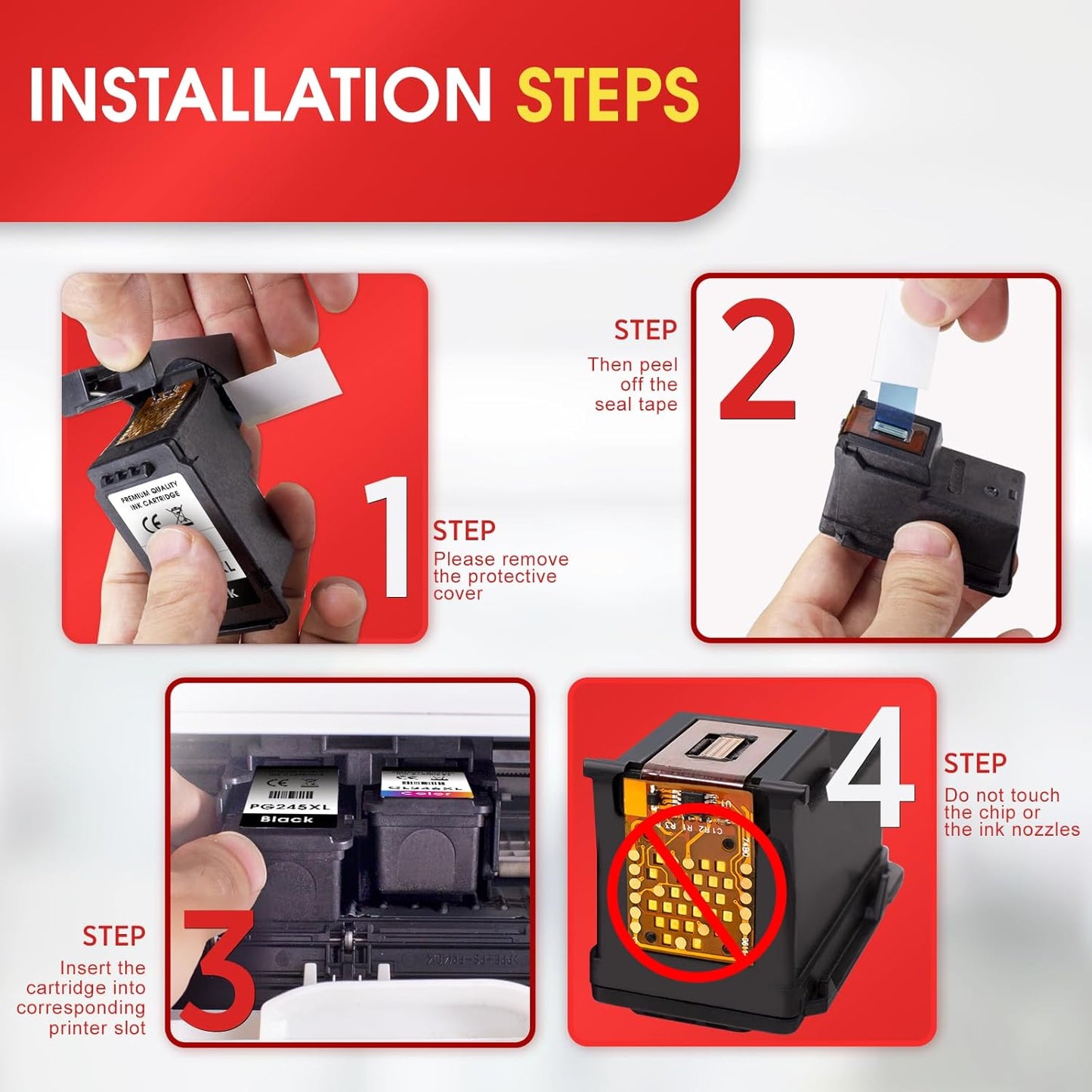 245XL 246XL Combo Pack Compatible for Canon Ink 245 and 246 PG-245 CL-246 Works with Canon MX490 MX492 MG2522 MG3029 TR4520 TR4522 TR4500 TS3122 (1Black, 1Color) 2Pack