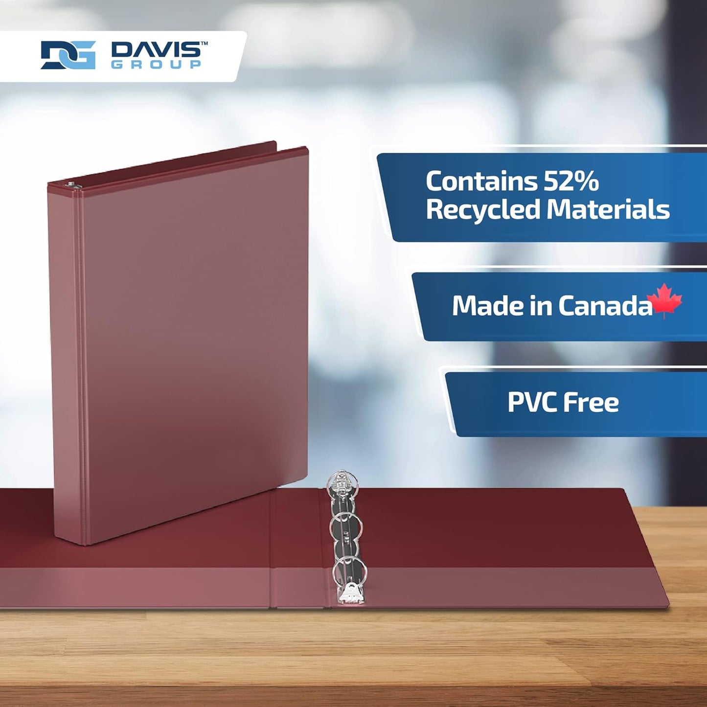 Easyview Premium 3-Ring Binders with Clear-View Covers and Round Rings, Binders for School or Office, 1 Inch, Pack of 6, Burgundy