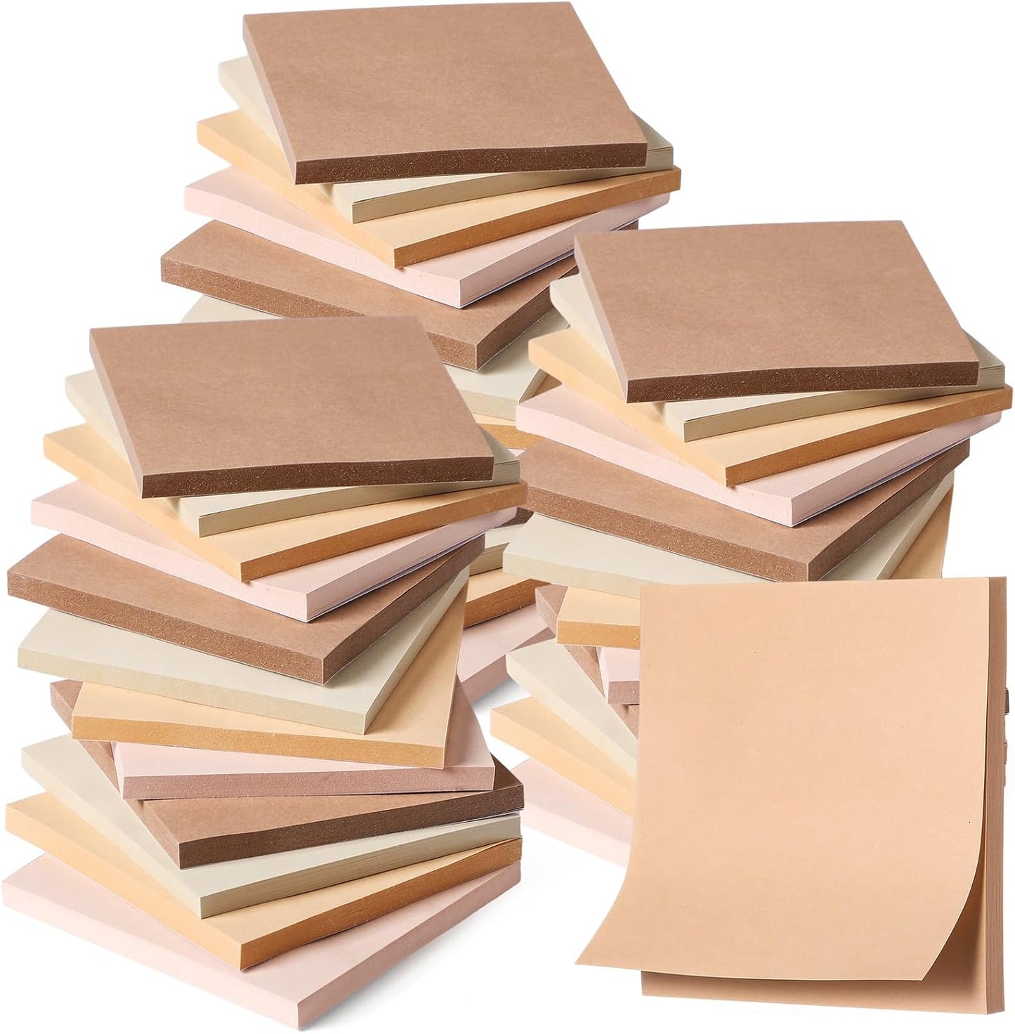 Thenshop 36 Pads Sticky Notes 3''x3'', Self Stick Notes Pads Office Supplies, 50 Sheets/pad Colored Aesthetic Sticky Accessories Home, Office, Notebook(Boho Brown)