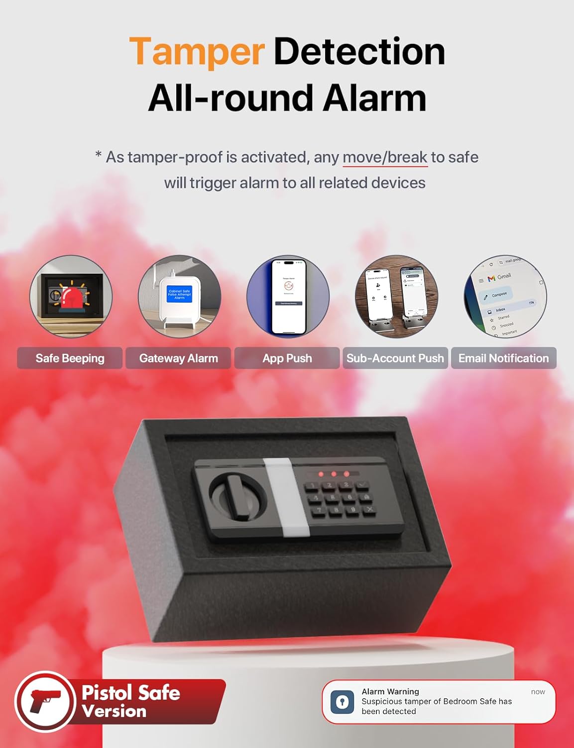 FORFEND Smart Home Safe | WiFi Safebox App Lock/Alarm | Voice Command, Kidnap Alarm, Tamper Detect, Frozen Mode, Sub Account| Digital Safes Anti Theft