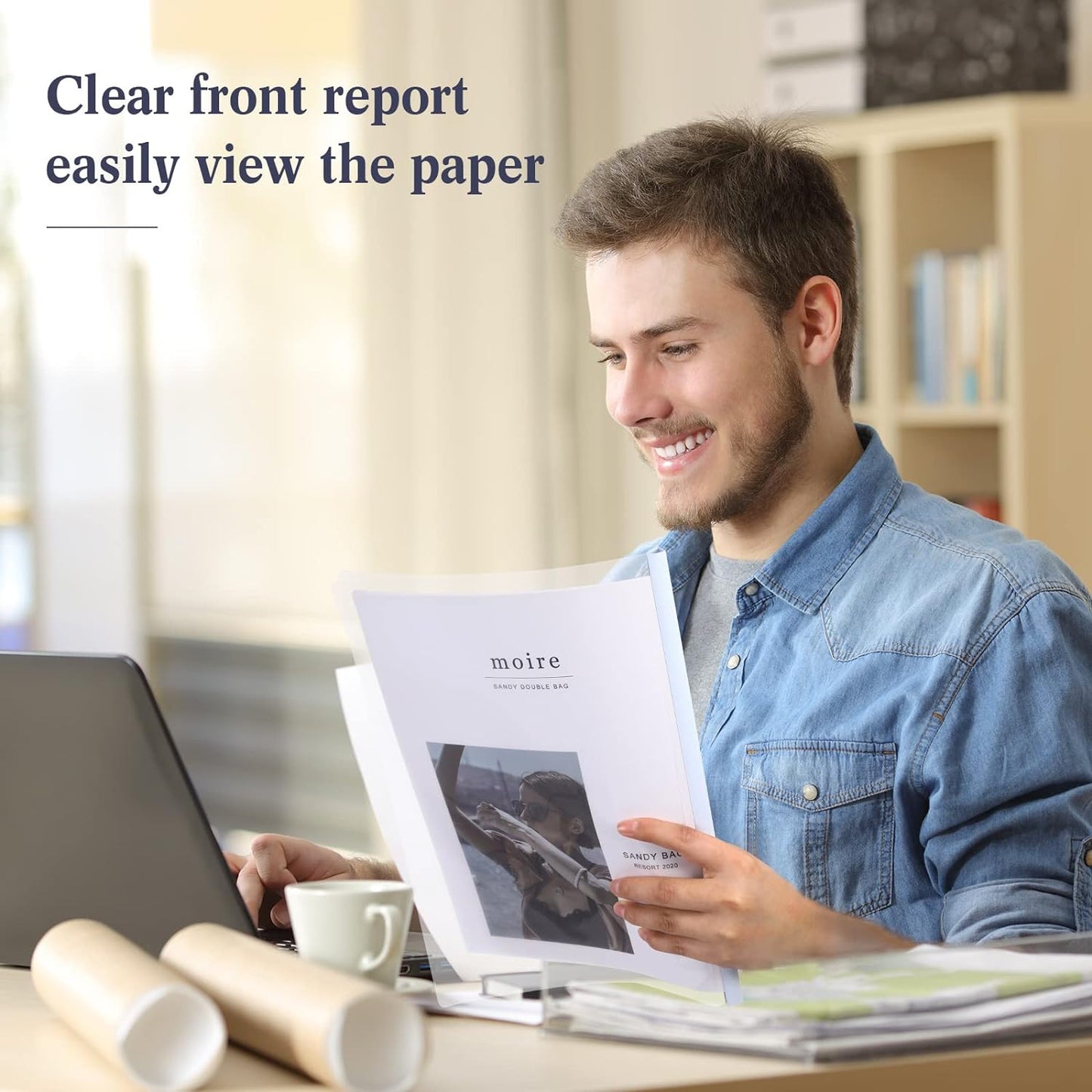 100 Pcs Clear Report Cover with Sliding Bar 50 Sheet Capacity Presentation Binder Transparent Resume Folder Plastic Folder for File Report School Office