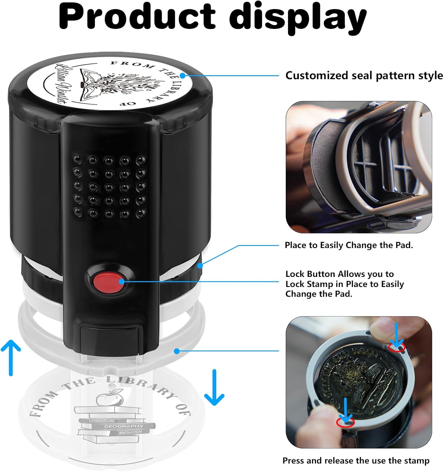 Custom Self-Inking Stamps | Personalized Book Stamp Gift for Book Lovers | 5 Ink Colors (Style13)