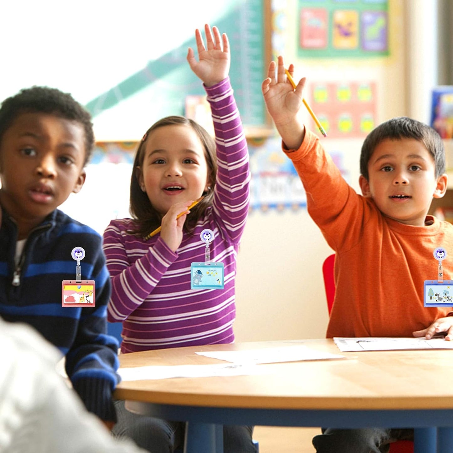 JANYUN 50 Pcs Retractable Badge Reel Clips Holder for Hanging ID Card Key Chain (White)