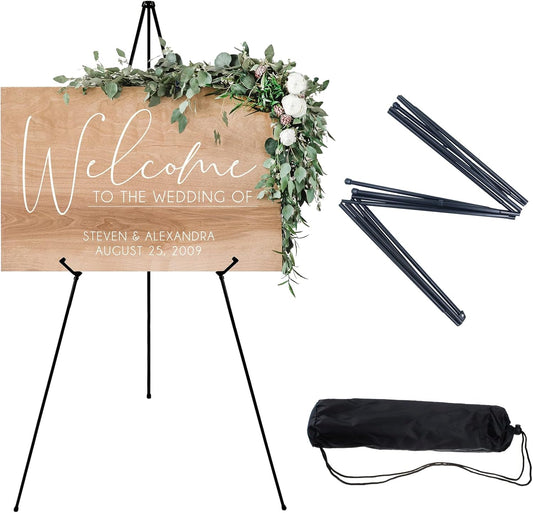 1PCS Black Easel Stand for Wedding Sign Stand, 66 Inch Lightweight Adjustable Art Easel Stand for Display, Tripod Poster Easel for Painting, Wedding Sign Floor Stand with Portable Bag