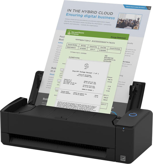 ScanSnap iX1300 Compact Wireless or USB Double-Sided Color Document, Photo & Receipt Scanner with Auto Document Feeder and Manual Feeder for Mac or PC, Black