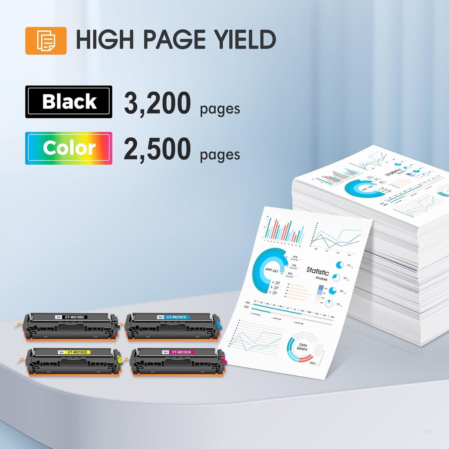 218X 218A Toner Cartridges 4 Pack High Yield 3301fdw 3201dw with Chip Compatible Replacement for HP 218X 218A Color Laserjet Pro MFP 3301cdw 3301sdw Printer Ink Set W2180X (Black Cyan Yellow Magenta)