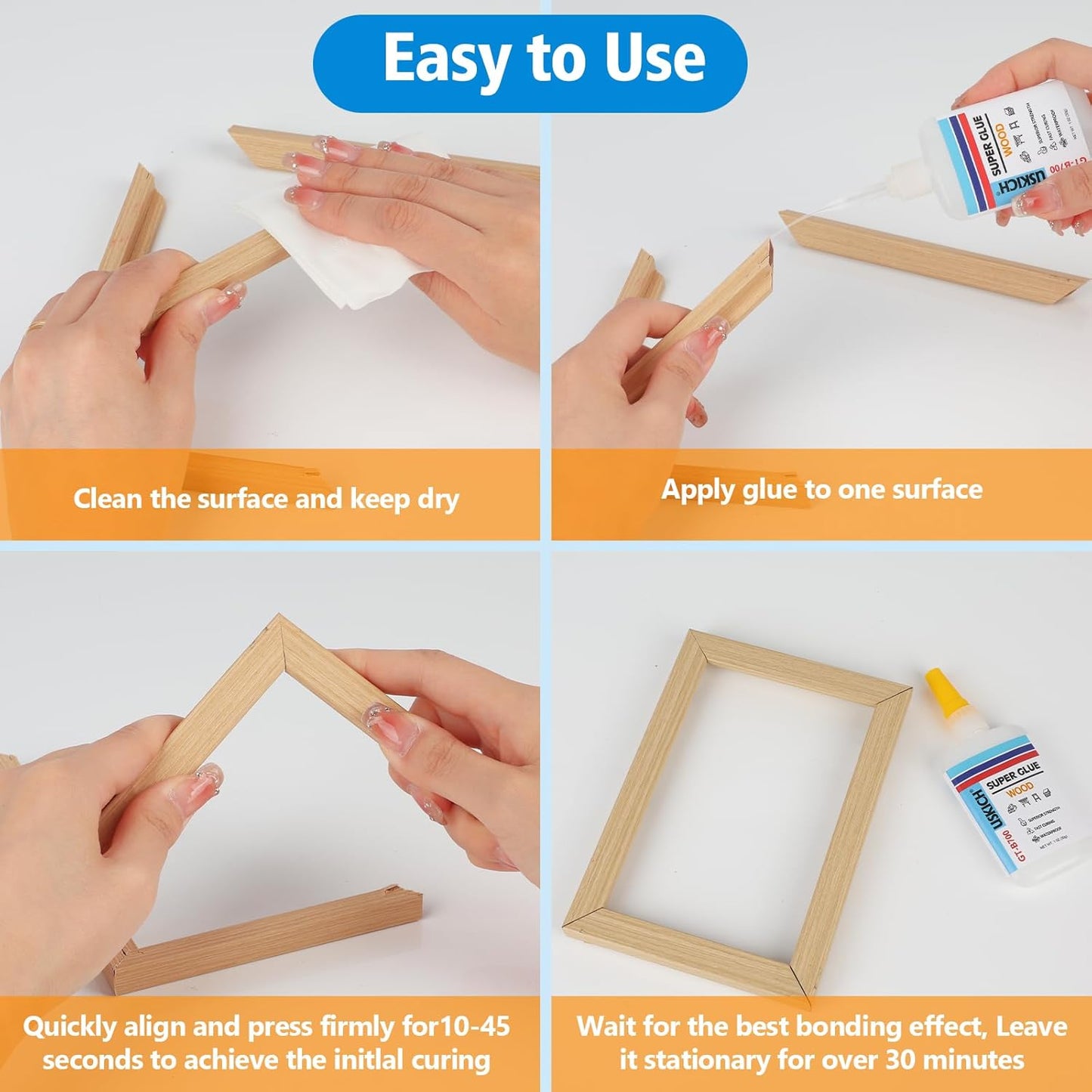 Super Glue for Woodwork with Anti Clog Cap. 6 x 1 fl oz,CA Glue - Clear Adhesive Cyanoacrylate Glue for Furniture, Garden, Crafts, DIY, Metal to Wood, Quick Dry