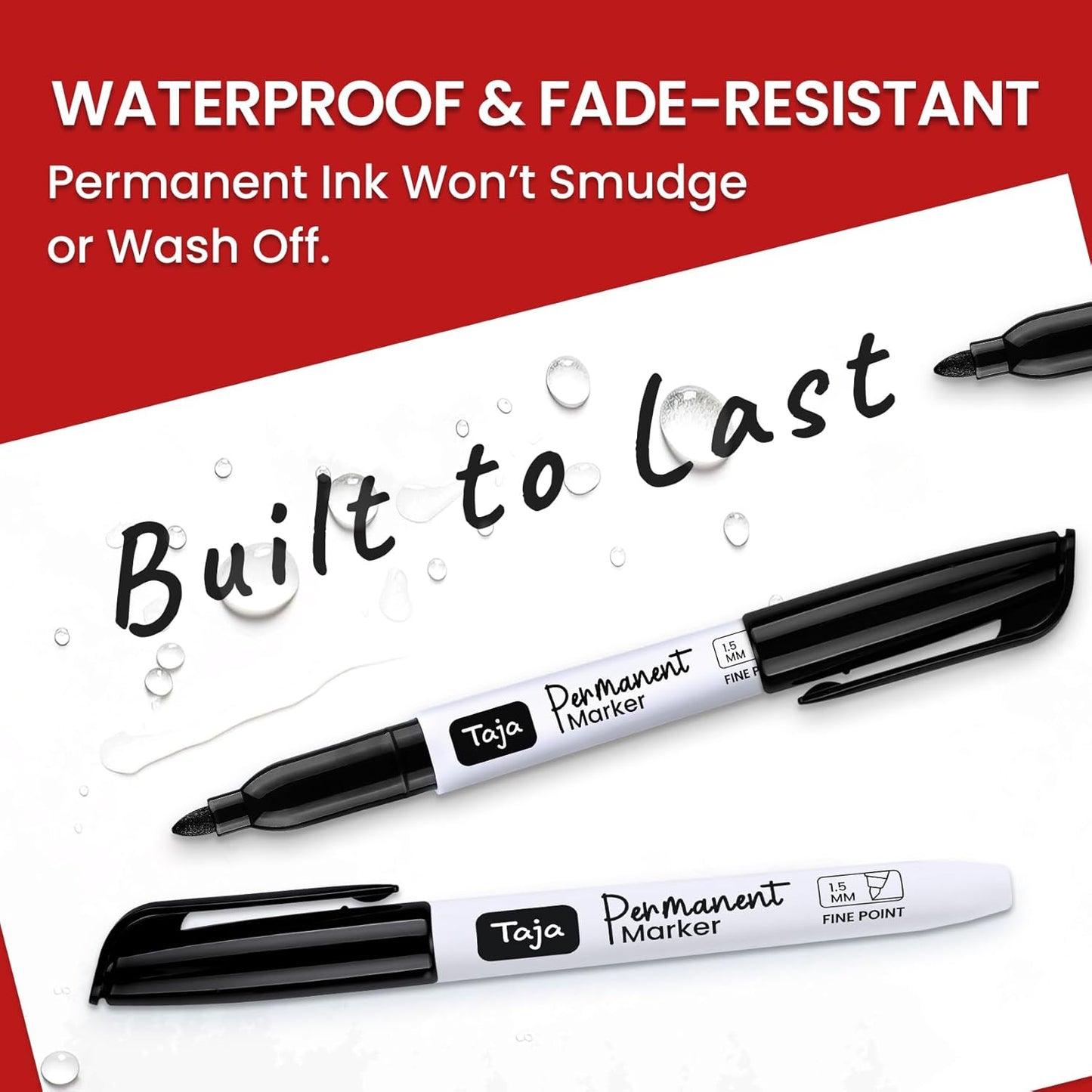 Permanent Markers Fine Tip, 30 Pack Black Quick-Drying and Fade-Resistant Permanent Markers Bulk Set for Writing and Drawing on Wood, Plastic, Metal, Glass, Stone, Ideal for Office School Supplies