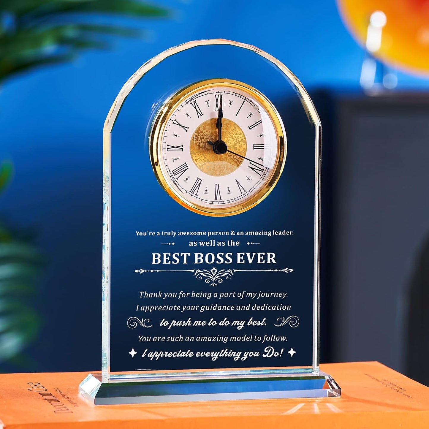 Elegant Glass Table Best Boss Gifts Appreciation Thank You Gifts Great Boss Day Birthday Ideas for Boss Office Farewell Gifts Retirement Birthday Gifts (Battery not Included) (Boss gifts)