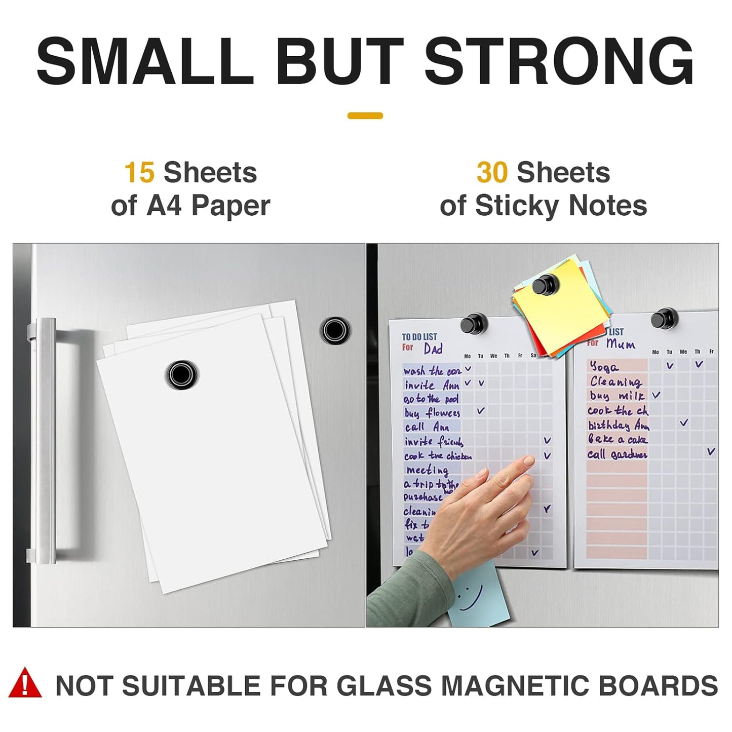 MIKEDE 30Pcs Fridge Magnets, Refrigerator Magnets Strong for Pictures, Neodymium Magnetic Push Pin Magnet Heavy Duty for Whiteboard, Office, Classroom, Locker, Whiteboard and Map Magnet