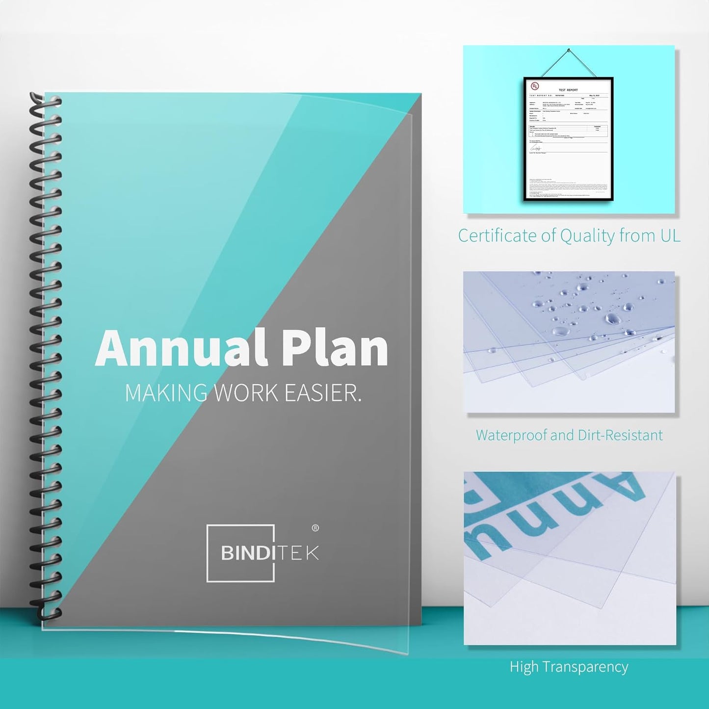 Binditek 200 Pack 8 Mil Binding Presentation Covers, Report Covers for Binding, Ultra Clear, 8-1/2 x 11 Inches, Letter Size, Square Corners, Un-Punched, Office Supplies