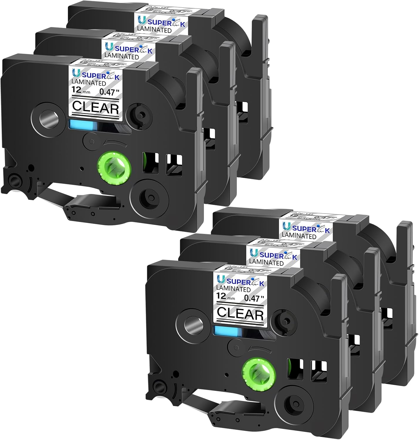 6PK Compatible for Brother P-Touch Label Maker Tape TZe-131 TZ-131 TZe131 TZ131 Black on Clear 12mm 1/2 inch 0.47'' x 26.2ft Laminated TZe TZ Label Tape for PT-H300LI P700 P710BT P750W