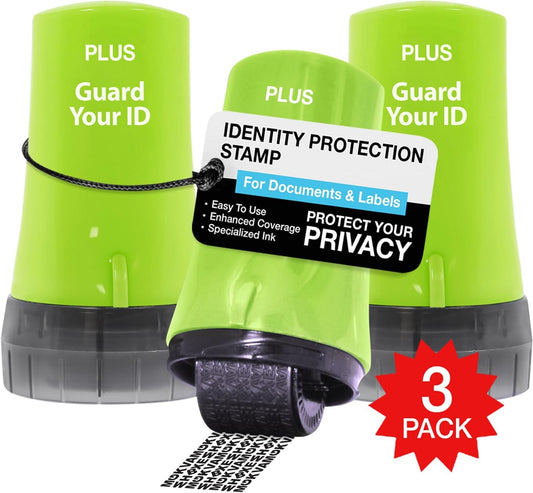 Guard Your ID Security Roller Set for Identity Theft Protection Advanced 2.0 Stamping and Redacting (Regular 3-Pack, Green)