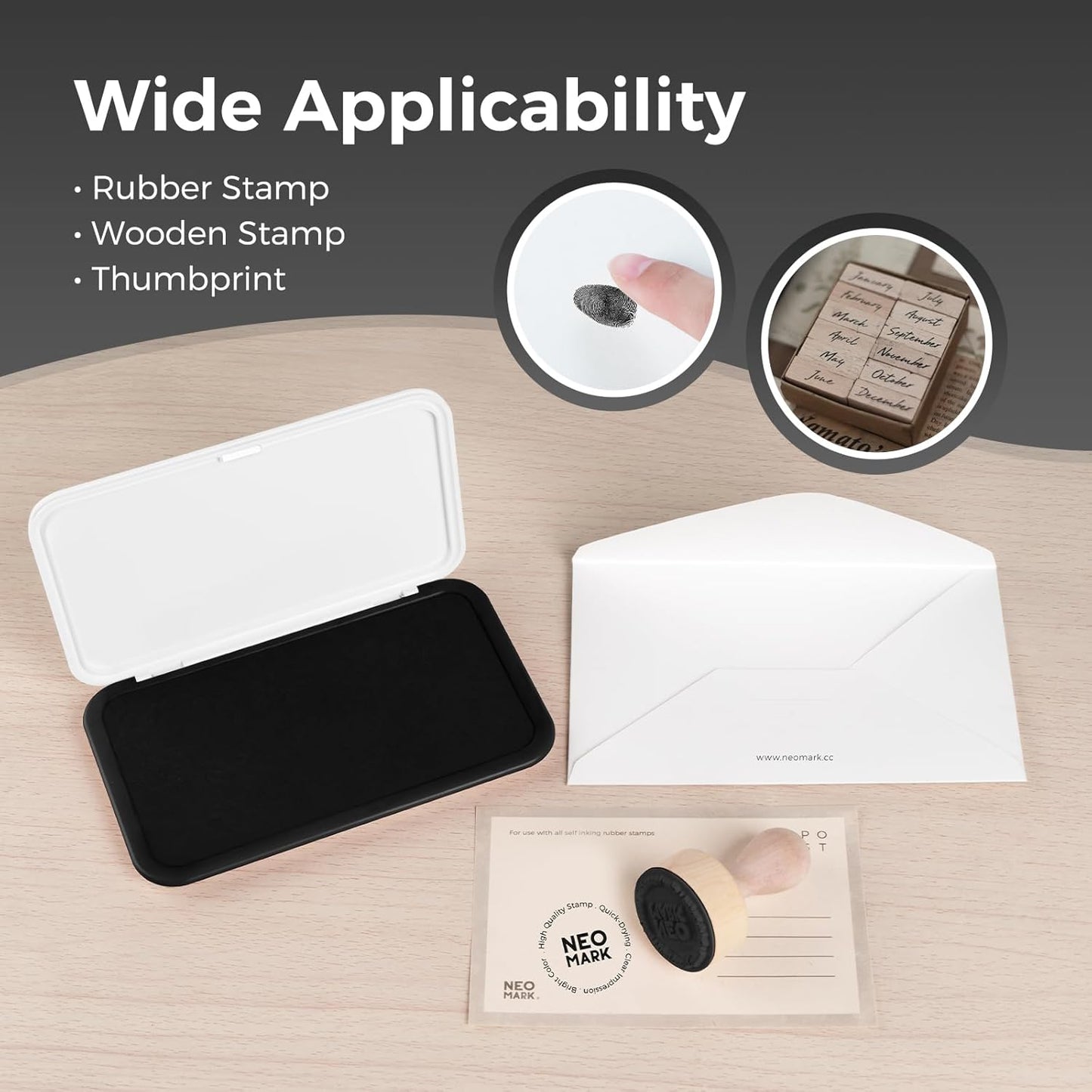 Large Stamp Pad - 3.50"x 6.25", Magnetic Lid, Premium Quality Felt Stamp Pad (Black)