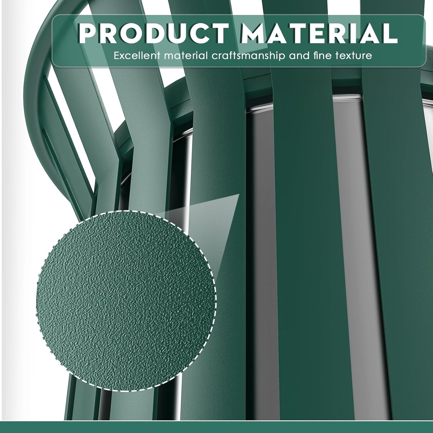 25.2IN Round Large Outdoor Trash Can, Heavy Duty Metal Slatted Garbage Can Outdoor, All Weather Resistant Commercial Garbage Cans, Waste Receptacle in Park, Beach, Patio, Green