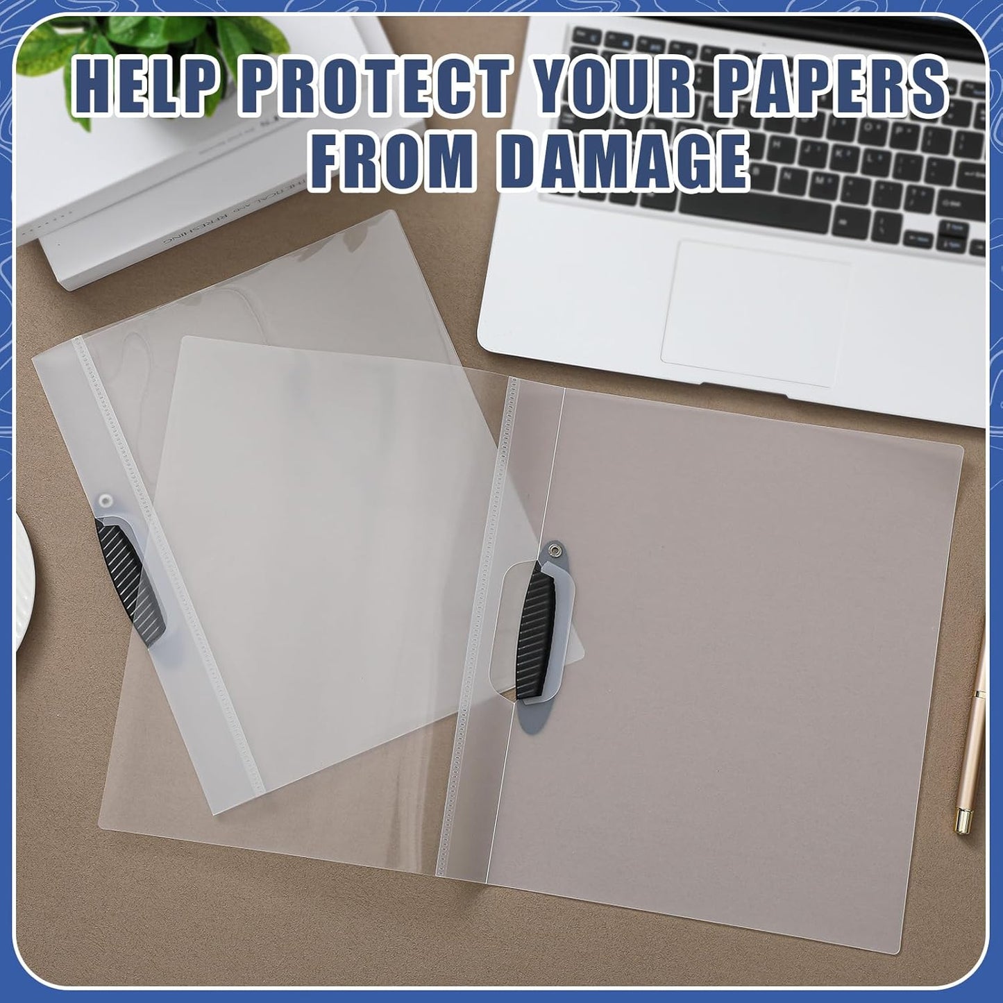 Teling 24 Pcs Clear Report Covers with Sliding Bar and Clip Presentation Folders Resume Folders for Classroom Business Files Document School Office, 9.4 x 11.8 Inches(Clear)