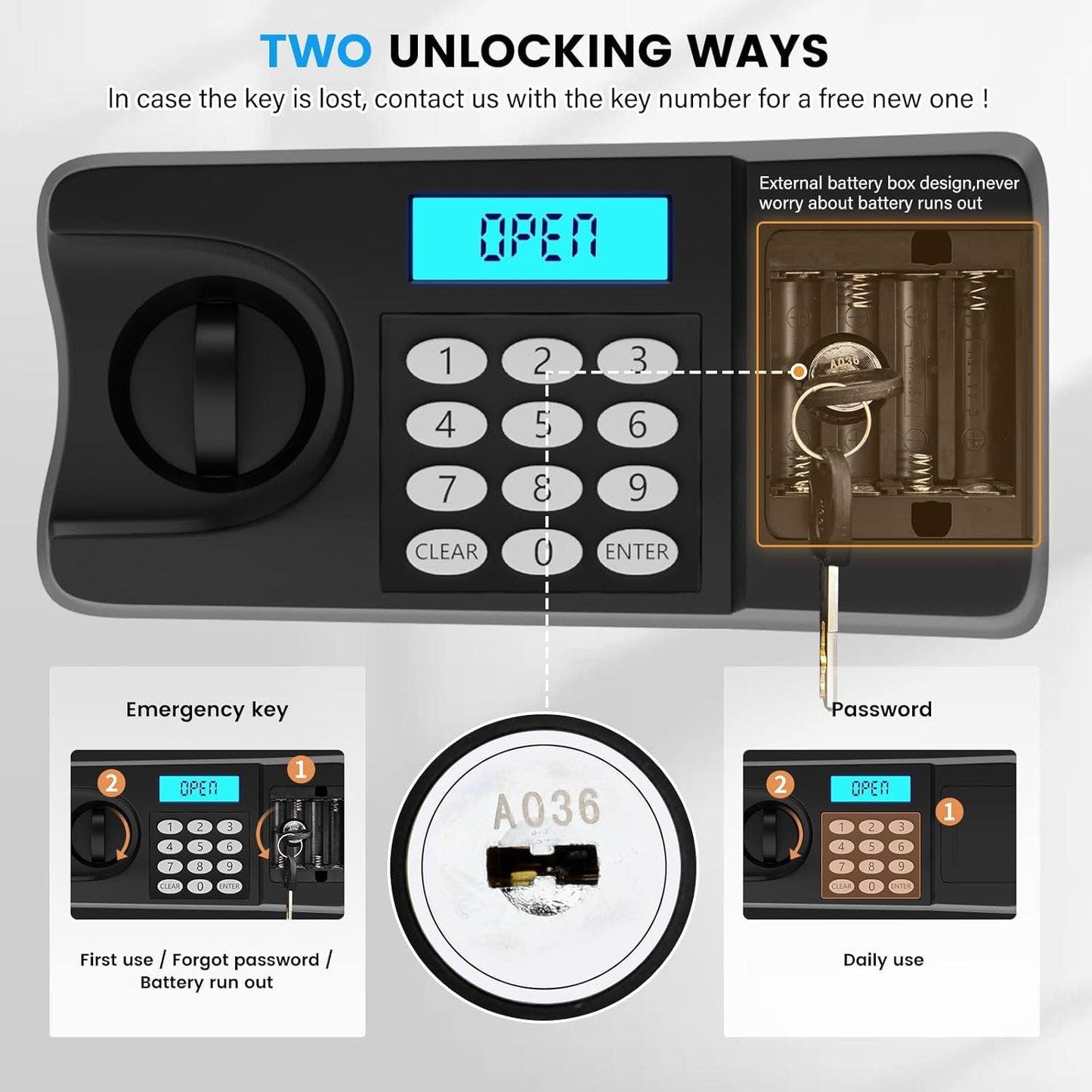 6.0 Cuft Large Home Safe Fireproof Waterproof, Anti-theft Fireproof Safe Box with Combination Lock, Alarm Systerm and Removable Shelf, Digital Document Fire Safes for Home Money Valuables