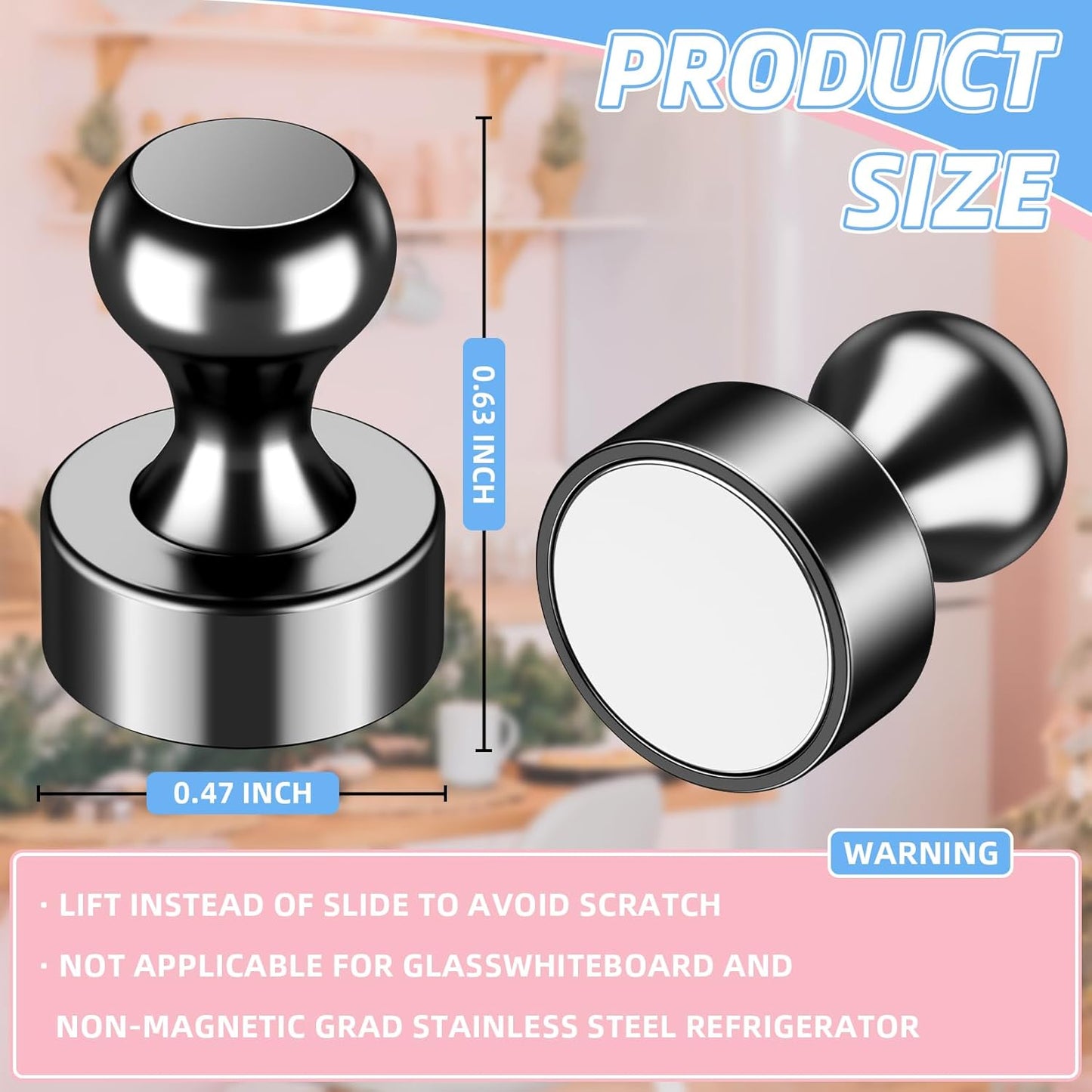 VNDUEEY 30Pcs Strong Fridge Magnets, Black Whiteboard Magnets Refrigerator Magnets, Magnetic Push Pin, Small Metal Magnets for Locker, Map, Kitchen, Office, School, Adults