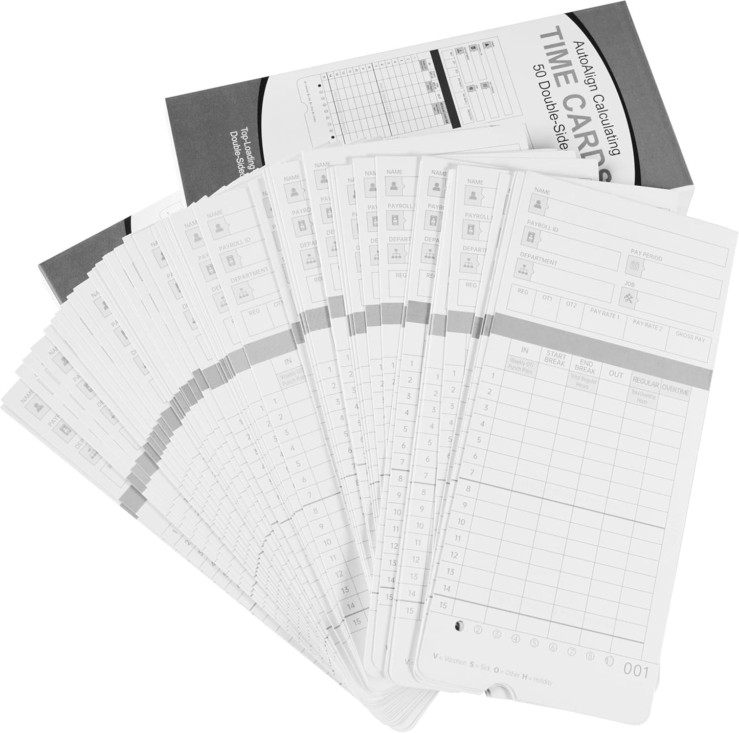 100 Time Cards for HN4000 AutoAlign Calculating Time Clocks