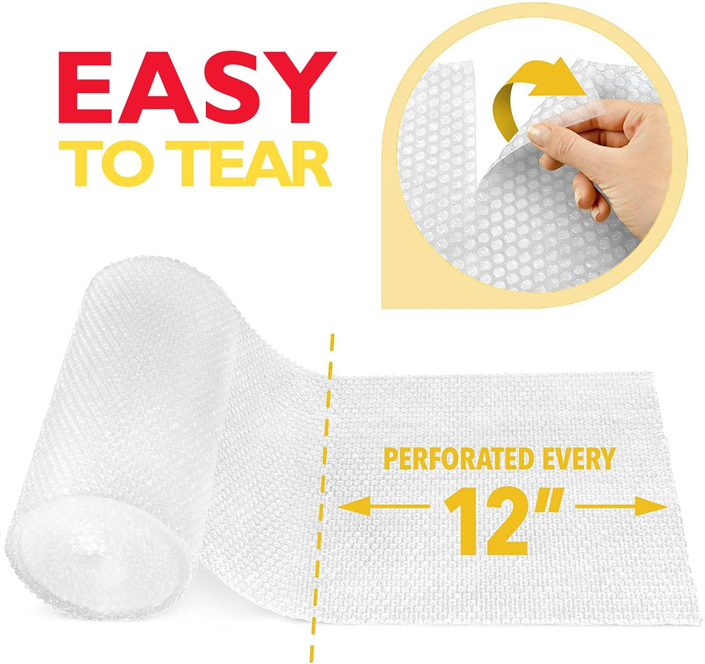 12" x 60 ft Bubble Cushion Wrap, Perforated Every 12 Inch 2 Rolls 30 ft Each for Packing & Moving