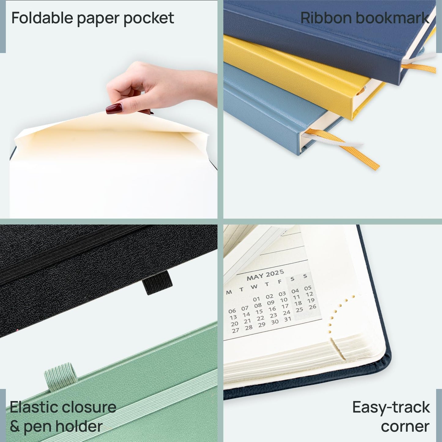 POPRUN Planner 2025-2026, (Medium 6.5'' x 8.5'' Hard Cover) Academic Calendar (July 25-June 26) Daily Weekly and Monthly Appointment Book with Hourly Time Slots, Monthly Tabs, 100 GSM - Light Yellow