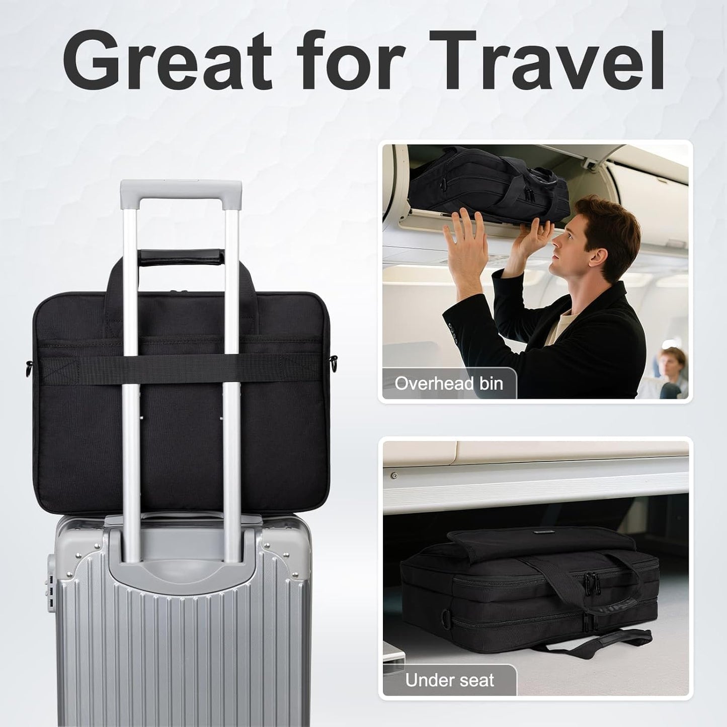 RAINYEAR 15.6 Inch Laptop Messenger Bag Laptop Briefcase with Pockets for Men, Protective Large Capacity Business Work Laptop Carrying Case Shoulder Bag for Computer Notebook PC, Black