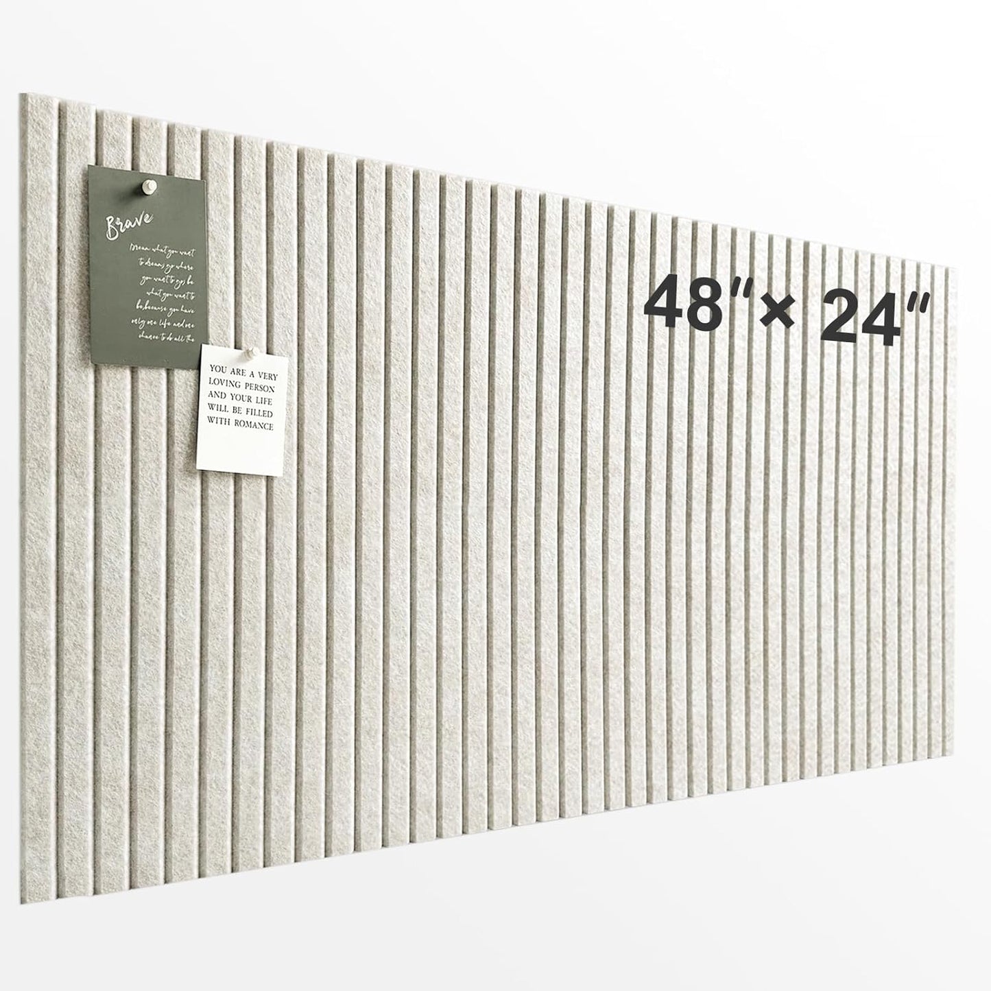 Large Cork Board for Office, 8 Pack Felt Wall Tiles with Slat Wall Paneling, Felt Bulletin Board Pin Board Cork Boards for Walls - Oatmeal