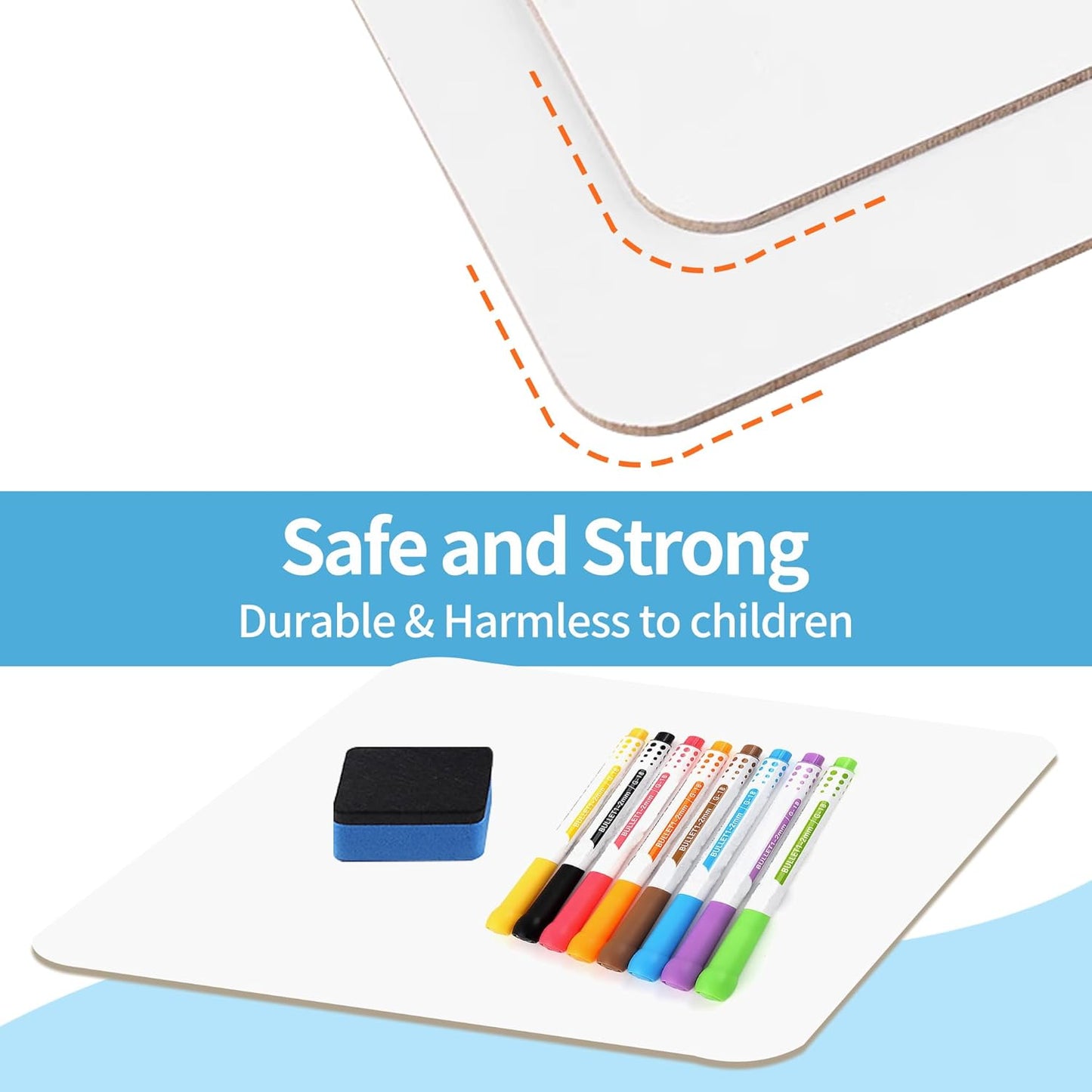 Small White Board Dry Erase 6 Pack Classroom Pack,9"x12"Double Sided Personal Mini Whiteboard for Students School,Portable White Boards Lapboards Including Dry Erase Erasers and Markers