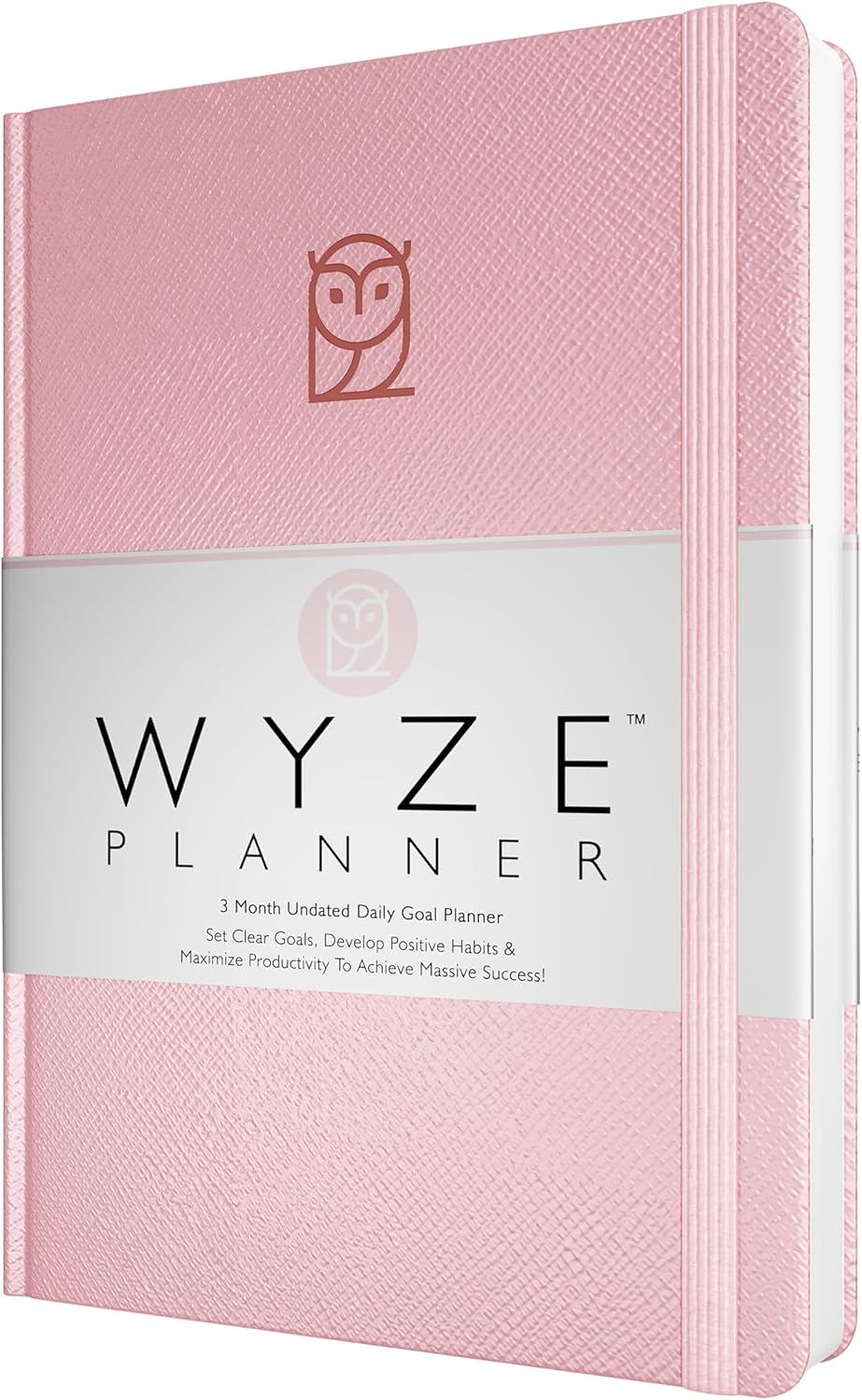 Undated Daily Planner – 3-Month A5 Productivity Organizer with Full Page Per Day, Hourly Schedule, Goal Setting, Habit Tracker, Weekly & Monthly Pages – Hardcover Time Management Notebook (Pink)