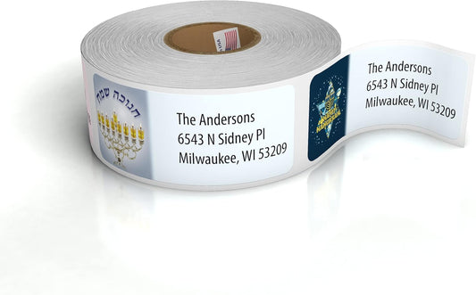 Customized Personalized Address Labels - Made in The USA by Kenco (500 Labels, Hannukah)
