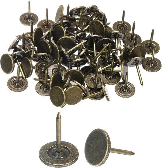 uxcell 100Pcs Upholstery Tacks, 11mmx15mm Flat Head Thumb Tack Decorative Furniture Nails Push Pins for Furniture Sofa Headboards, Bronze