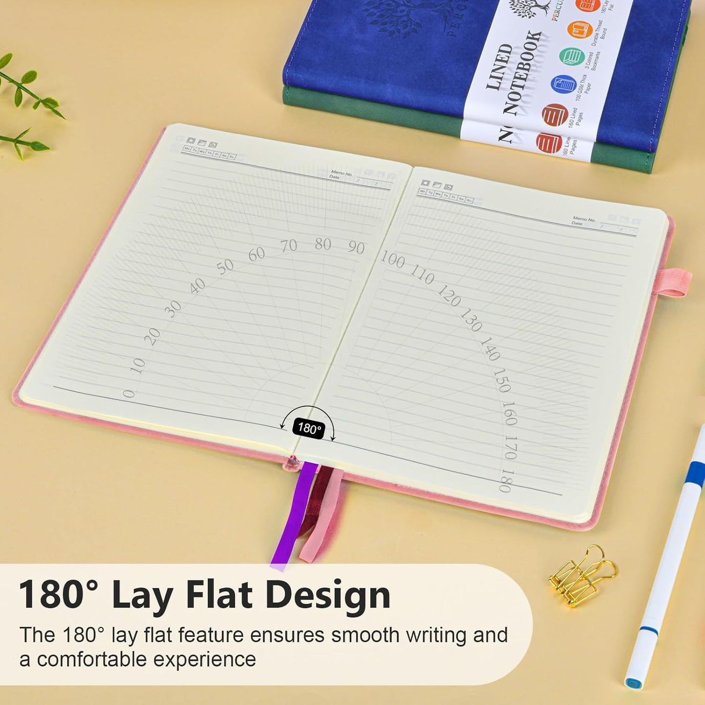 Lined Journal Notebook for Men & Women, 160 Pages College Ruled Journal for Writing, A5 Hardcover Leather Notebooks for Work, School, Business, Travel, Daily Diary 5.9" x 8.5" - Pink