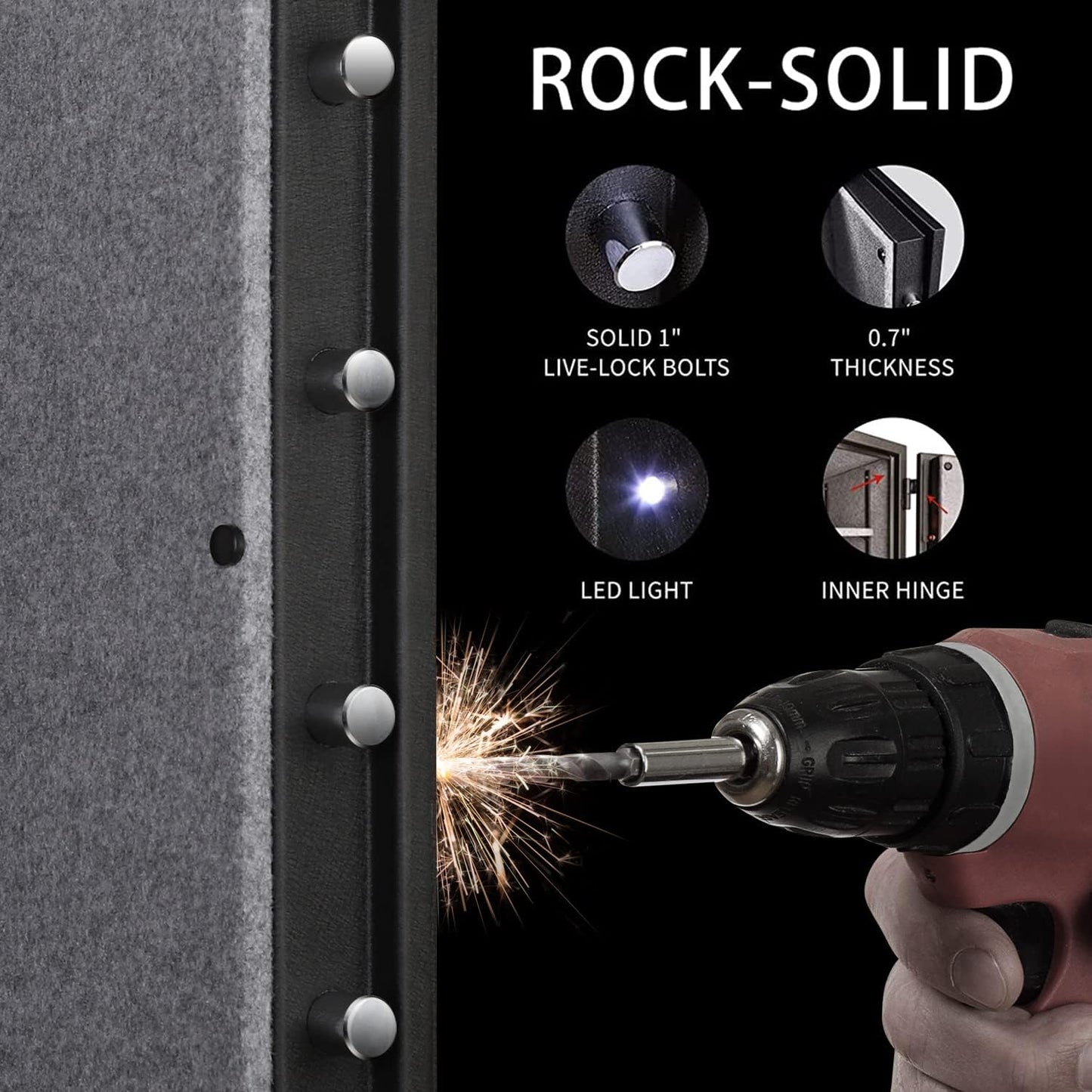 TIGERKING Fireproof Safe, 3.47 Cubic Feet Safe Box, Large Steel Money Safe Home Safes with Digital Lock for Home and Office