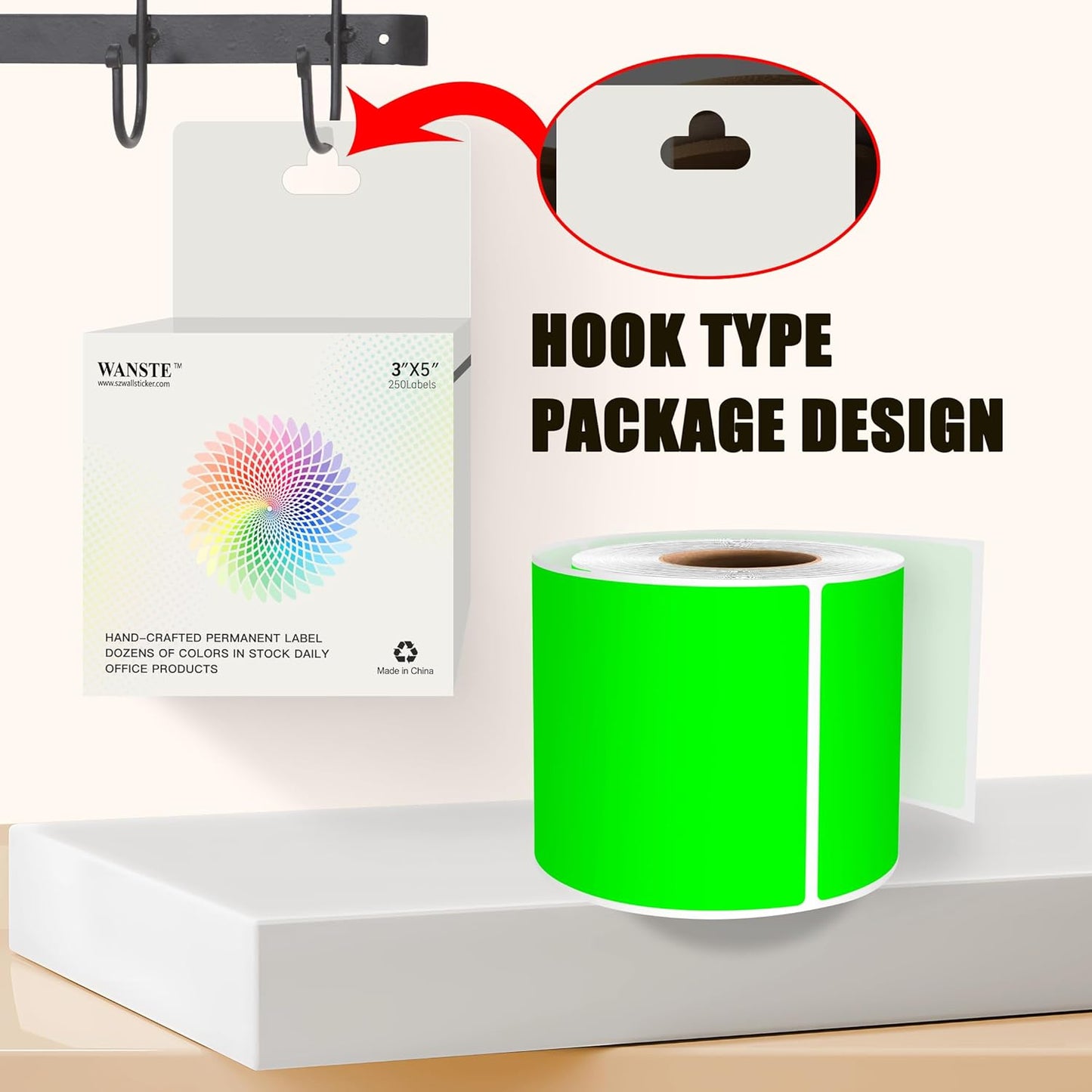 3 x 5 Inch 250Pcs Rectangle Color Coding Stickers,Strong Adhesion Easy to Write Label for Moving,Box Organization,Inventory,Business,Fluorescent Green