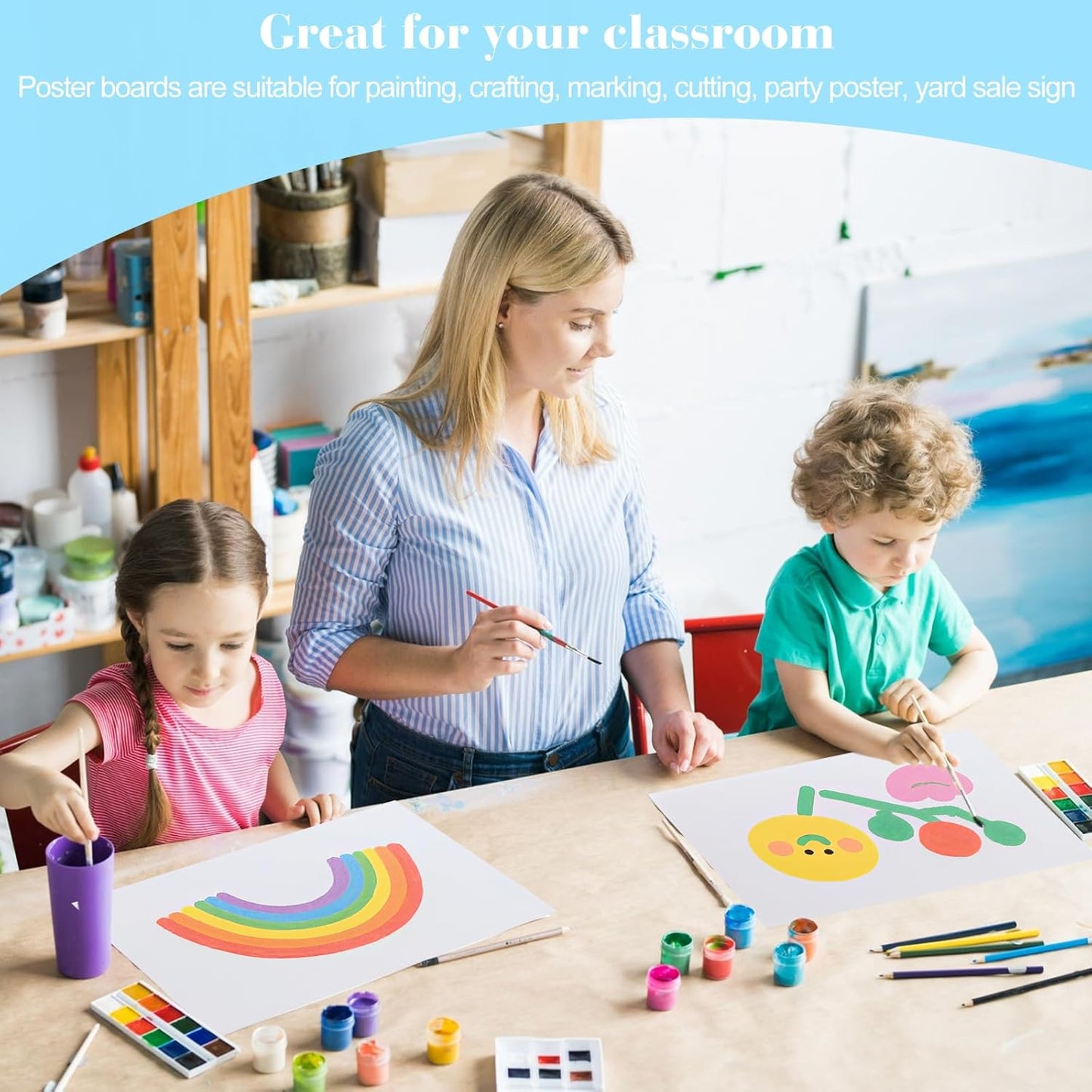 25 Pcs White Poster Board Paper 11.7 x 16.5, ROOKEA White Vision Boards Bulk Smart Posterboard Blank Graphic Display Card Paper for Drawing Artwork School Arts Crafts Classroom Projects Scrapbooking