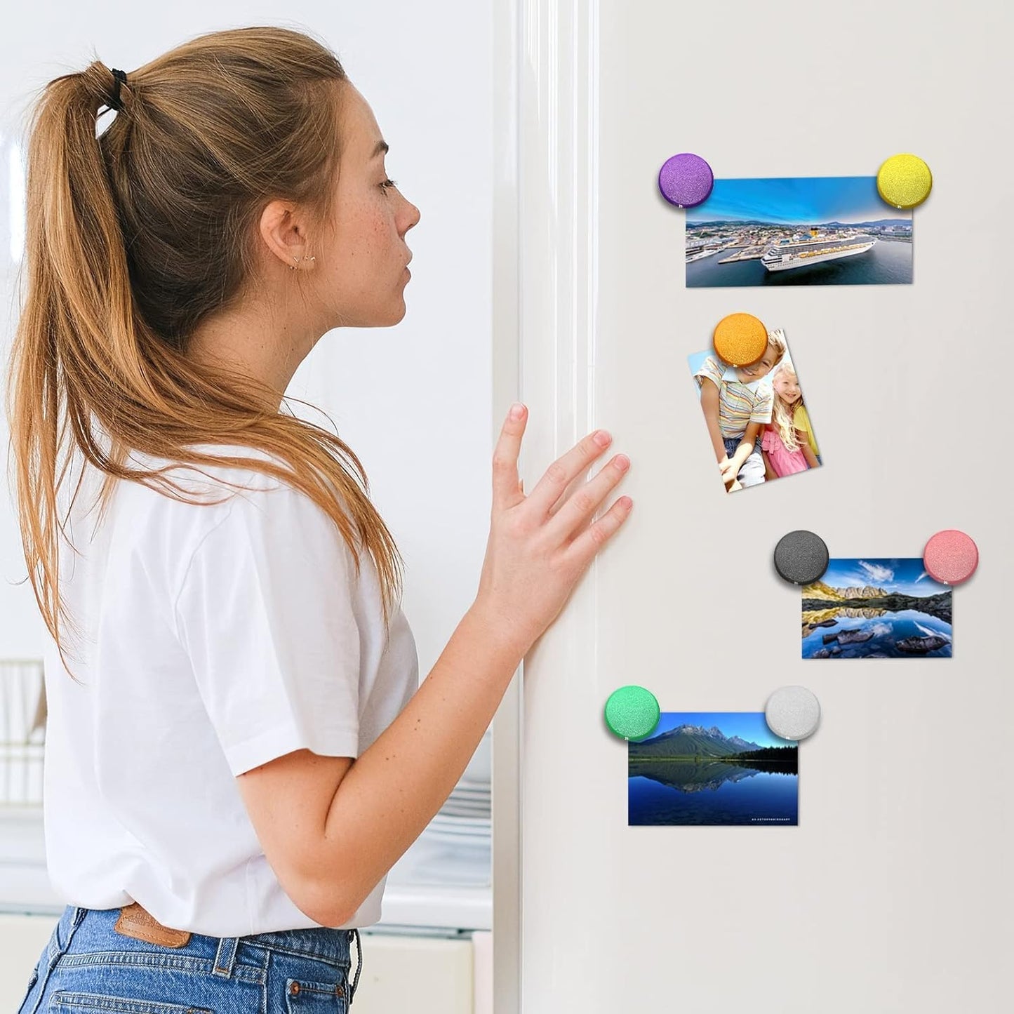 Qualsen Fridge Magnets, Small Mini Cute 20pcs Refrigerator Magnet for Whiteboard, Locker, Kitchen, Office, Classroom(Black and White)