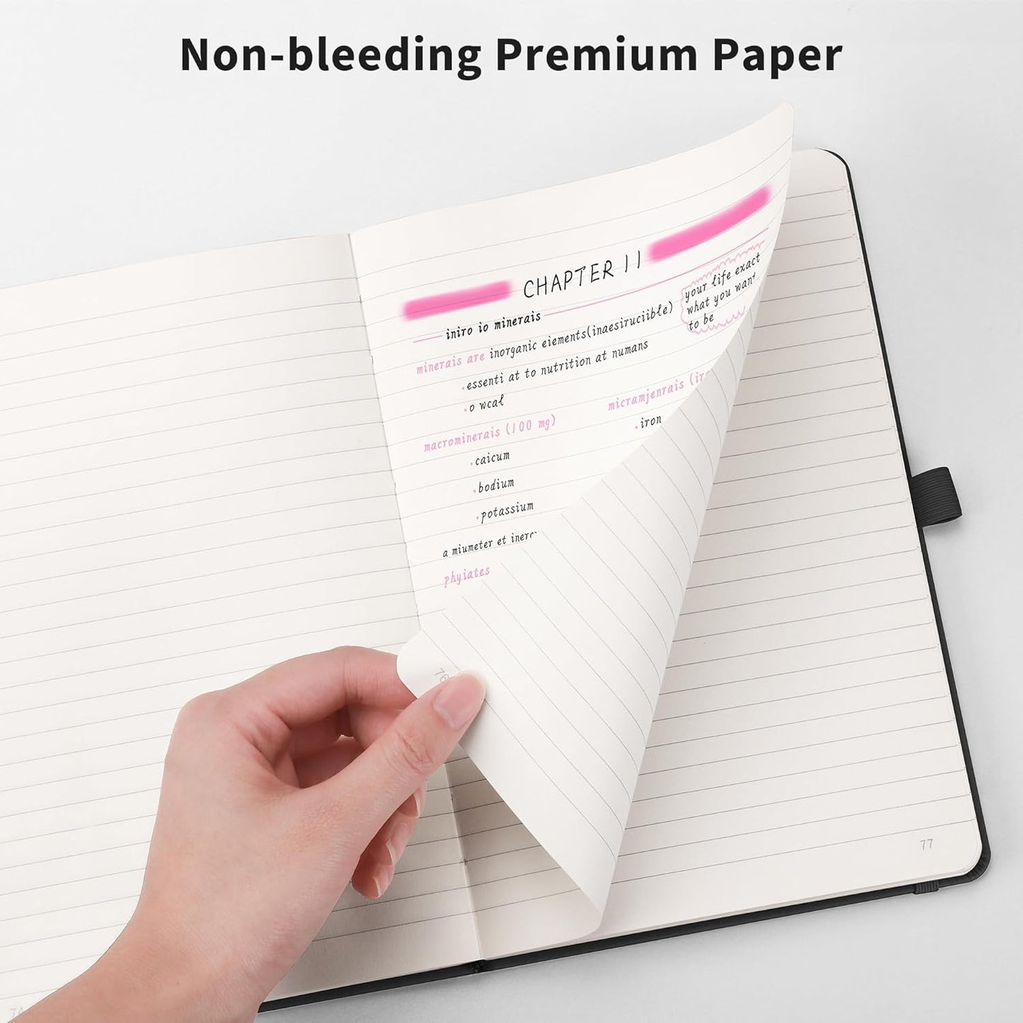 RETTACY Lined Journal Notebook, 2-Pack, 192 Numbered Pages per Pack, A5 Medium Size (5.7'' x 8.3''), for Men & Women, Writing, Work, Leather Hardcover, 100 GSM Thick Paper (Black & Brown)