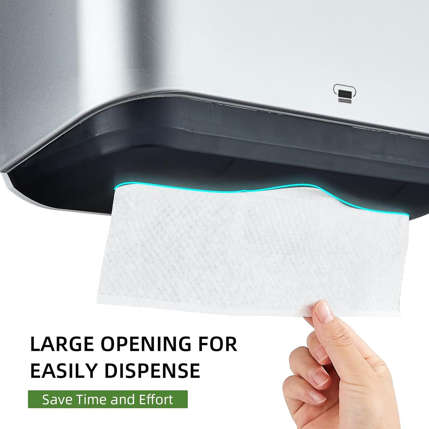 Wall Mount Paper Towel Dispensers: Adhesive No Drilling or Screws Install - Multifold/C/Z/Single fold Tissue Dispenser with Smart Lock, Hand Towel Holder for Bathroom, Restroom, Office, Home (Sliver)