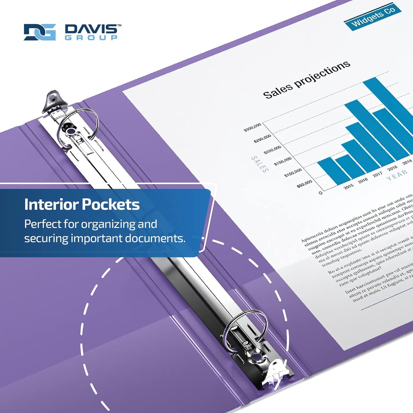 Easyview Premium 3-Ring Binders with Clear-View Covers and Round Rings, Binders for School or Office, 2 Inch, Pack of 6, Purple