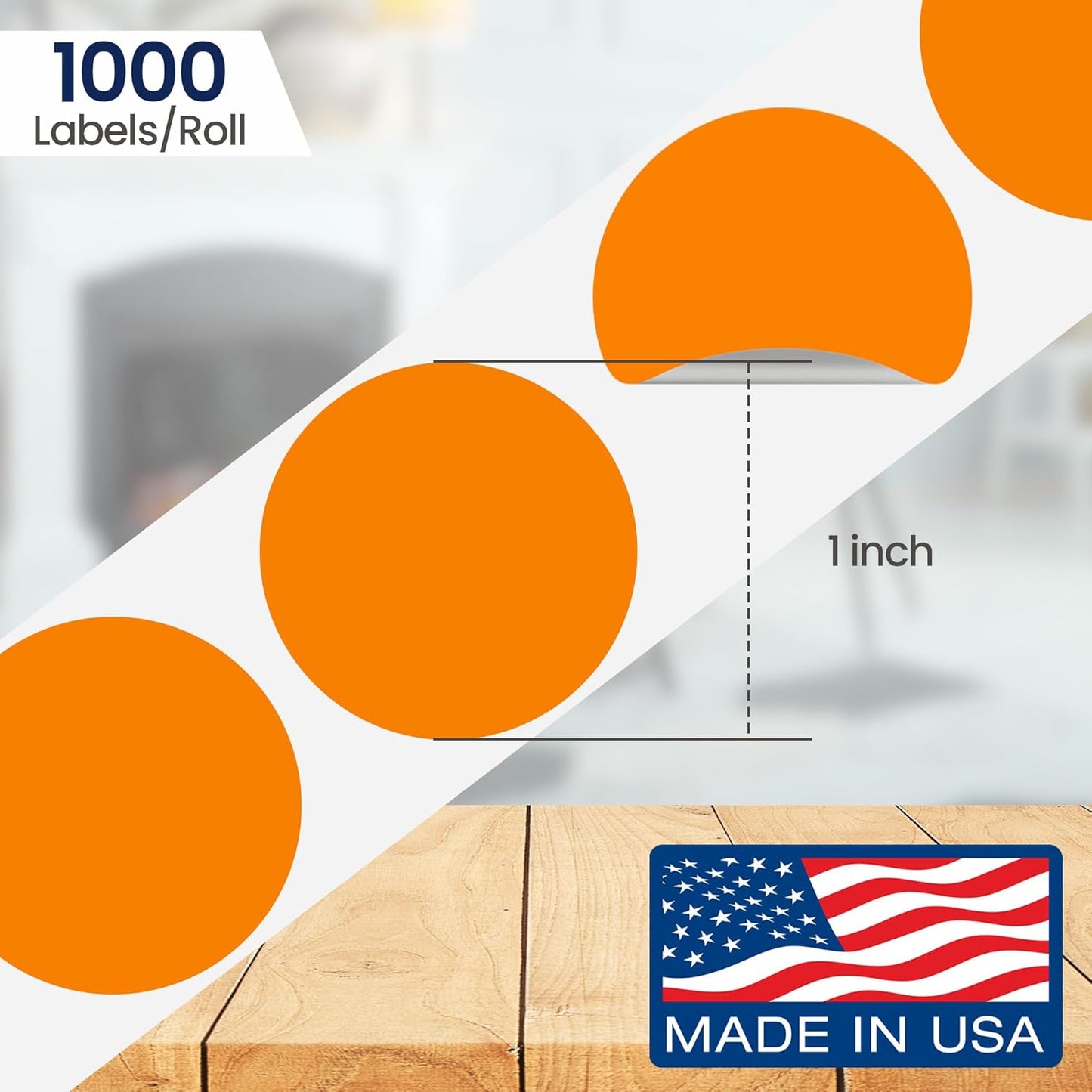 Perco Orange 1-Inch Round Circle Dot Sticker Labels with Removable Adhesive – 1,000 Labels per Roll – Versatile, Vibrant Colors, Reliable Hold, No Residue, Perforated for Convenient Use – Made in USA