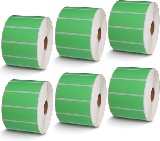 BETCKEY - 2.625" x 1" File Folder & Address Labels Compatible with Zebra/Rollo Label Printer,Premium Adhesive & Perforated[Green, 6 Rolls, 12000 Labels]