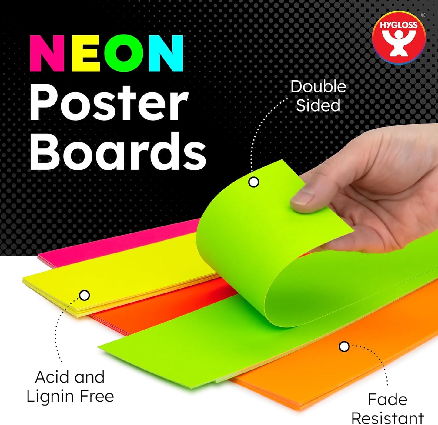Hygloss Small Poster Board 4x11 - 50 Neon Green Single Color Poster Boards Bulk Pack - 10 Pt. Thickness Colored Poster Board Paper for Projects, Flash Cards, Signs - Posterboard Multipack 4" x 11"