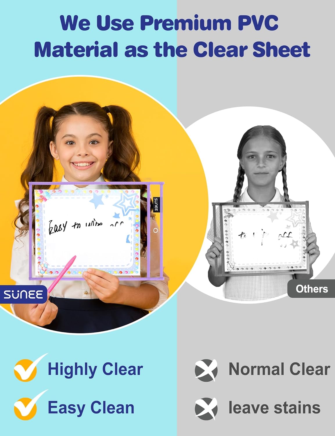 SUNEE 35 Packs Oversized Reusable Dry Erase Pocket Sleeves with 2 Rings, 10 Morandi Colors 10x14 Ticket Holders, Clear Plastic Sheet Protectors, Teacher School Classroom Supplies