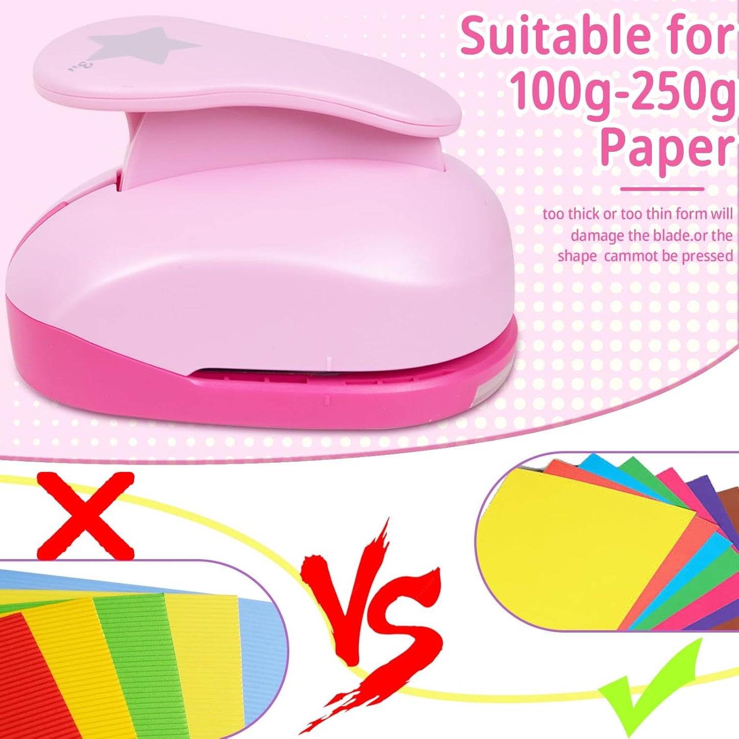 3 Inch Star Punch, Craft Hole Paper Punches, DIY Handmade Paper Puncher for Cardstock, Gift Wrapping, Greeting Cards and Scrapbook, Star Shape Lever Action Craft Punch