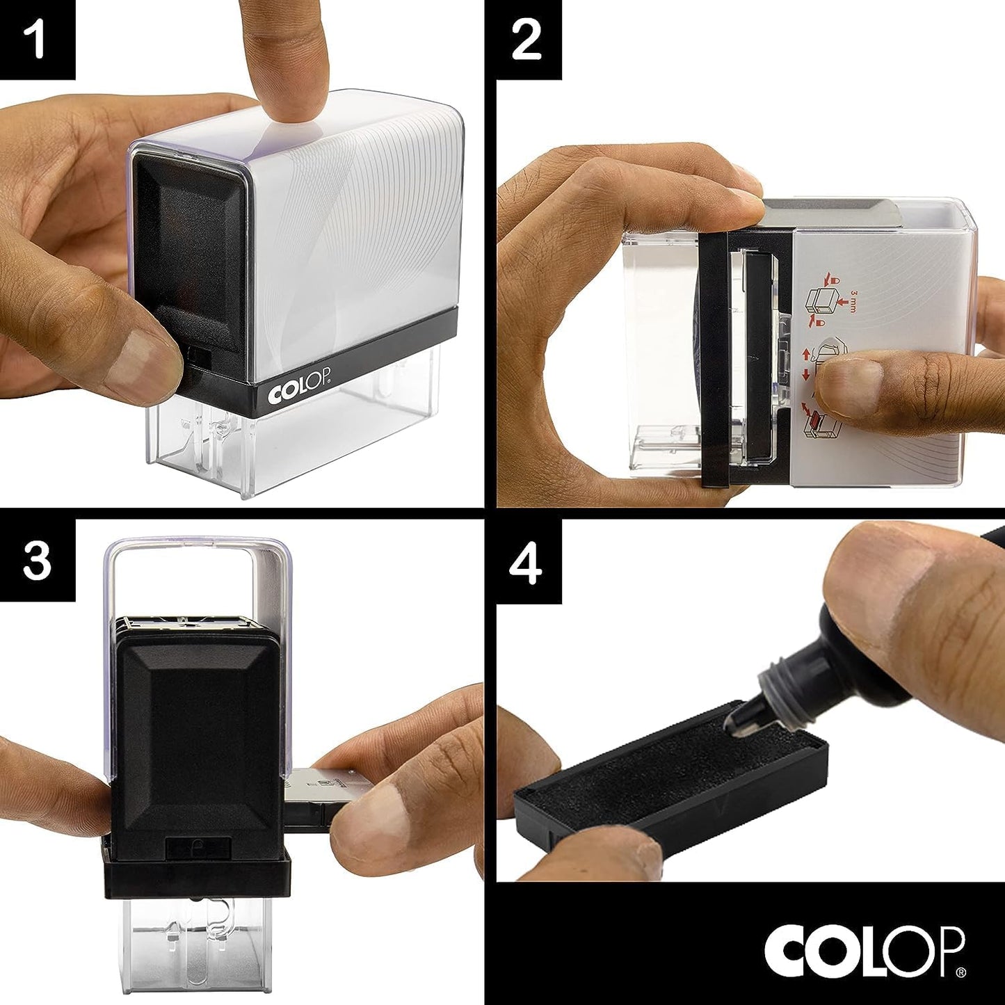 COLOP Small Size Self Inking Custom Signature Stamp - Choose from 15 Ink Colors