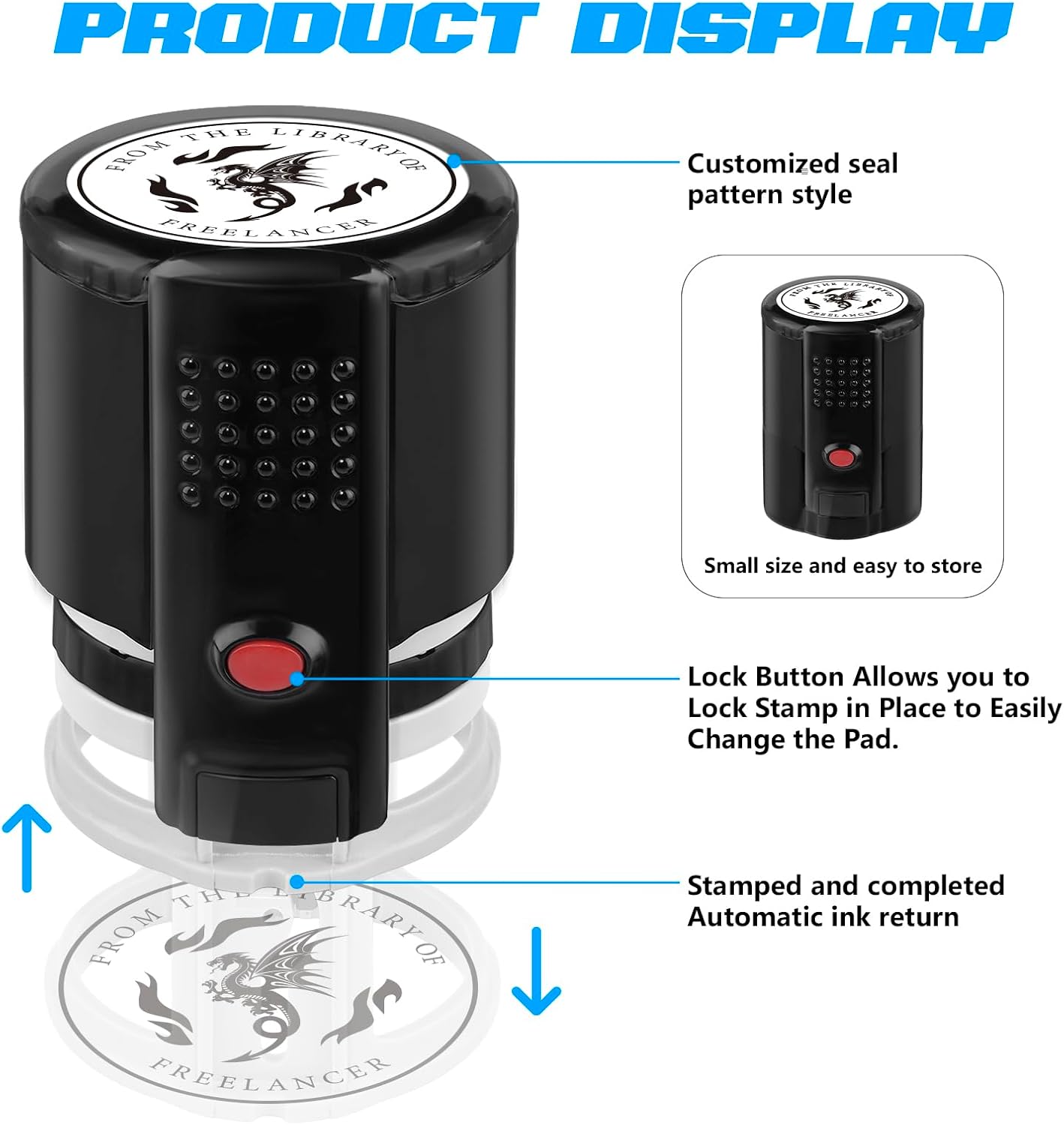 Custom Ink Stamp | Personalized Self Inking Stamp Gifts for Book Lovers, Readers, Teachers | 5 Ink Colors (Design-01)