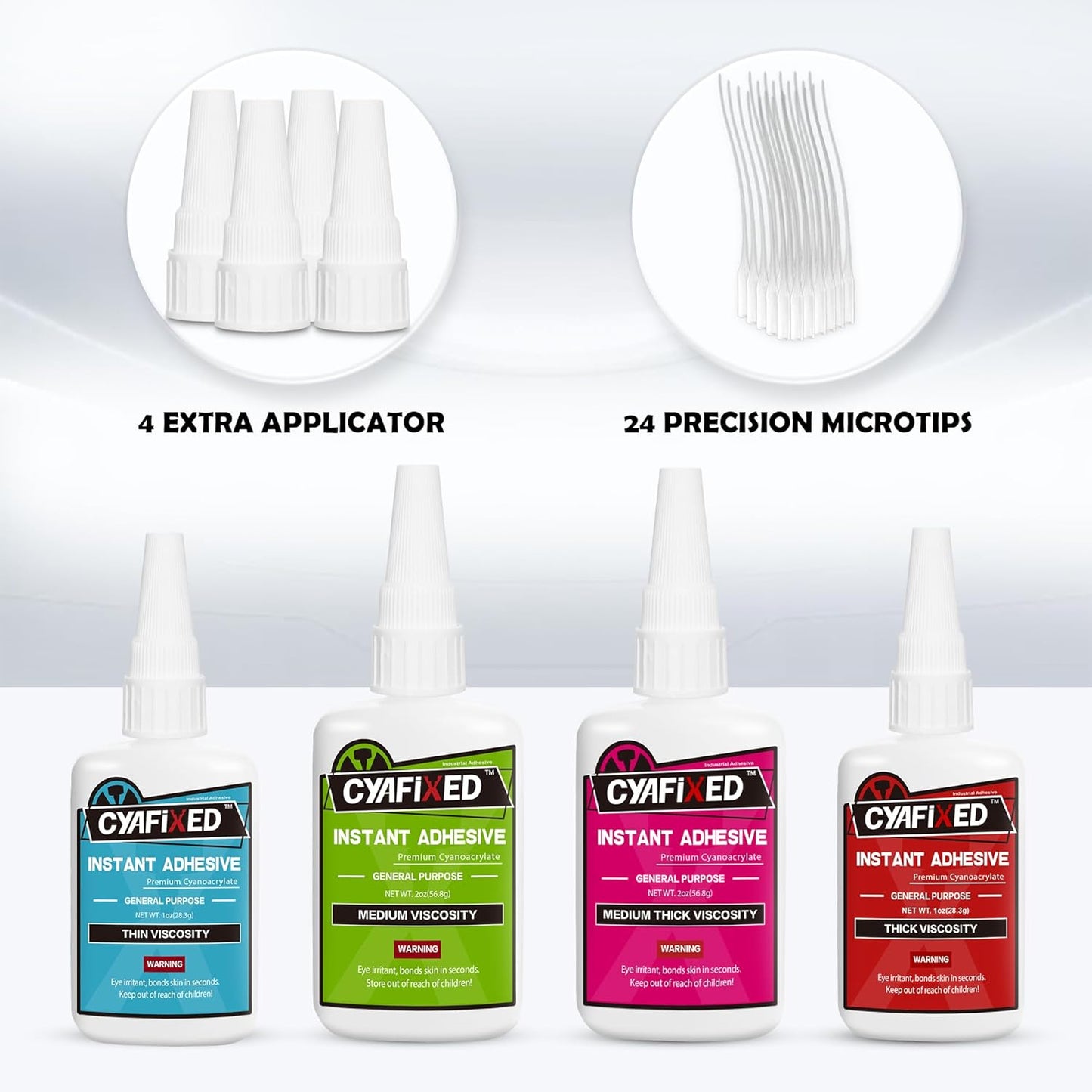 Super Glue Liquid, Instant Clear Cyanoacrylate Adhesive, Food Safe CA Glue for Shoe Sole Repair Leather Ceramic Plastic Glass Metal Woodworking Aquarium Porcelain Rubber Pottery Boot Model Craft